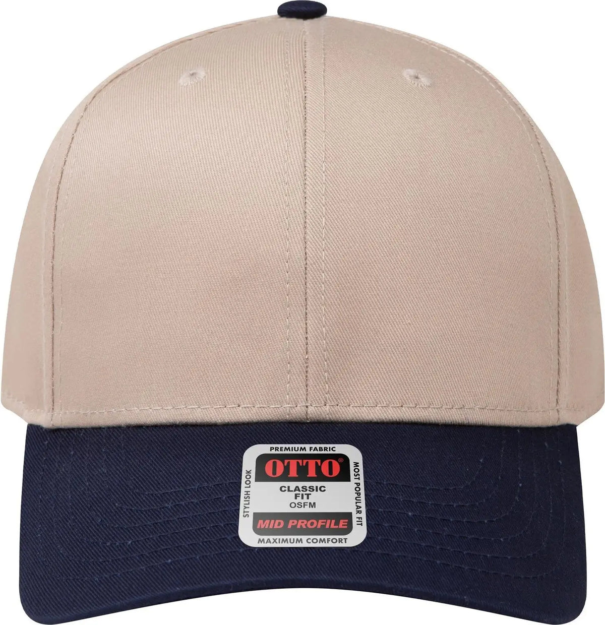 Otto 27-079 6 Panel Mid Profile Baseball Cap - Nvy/kha - 1/2’’ - 7 5/8’’
