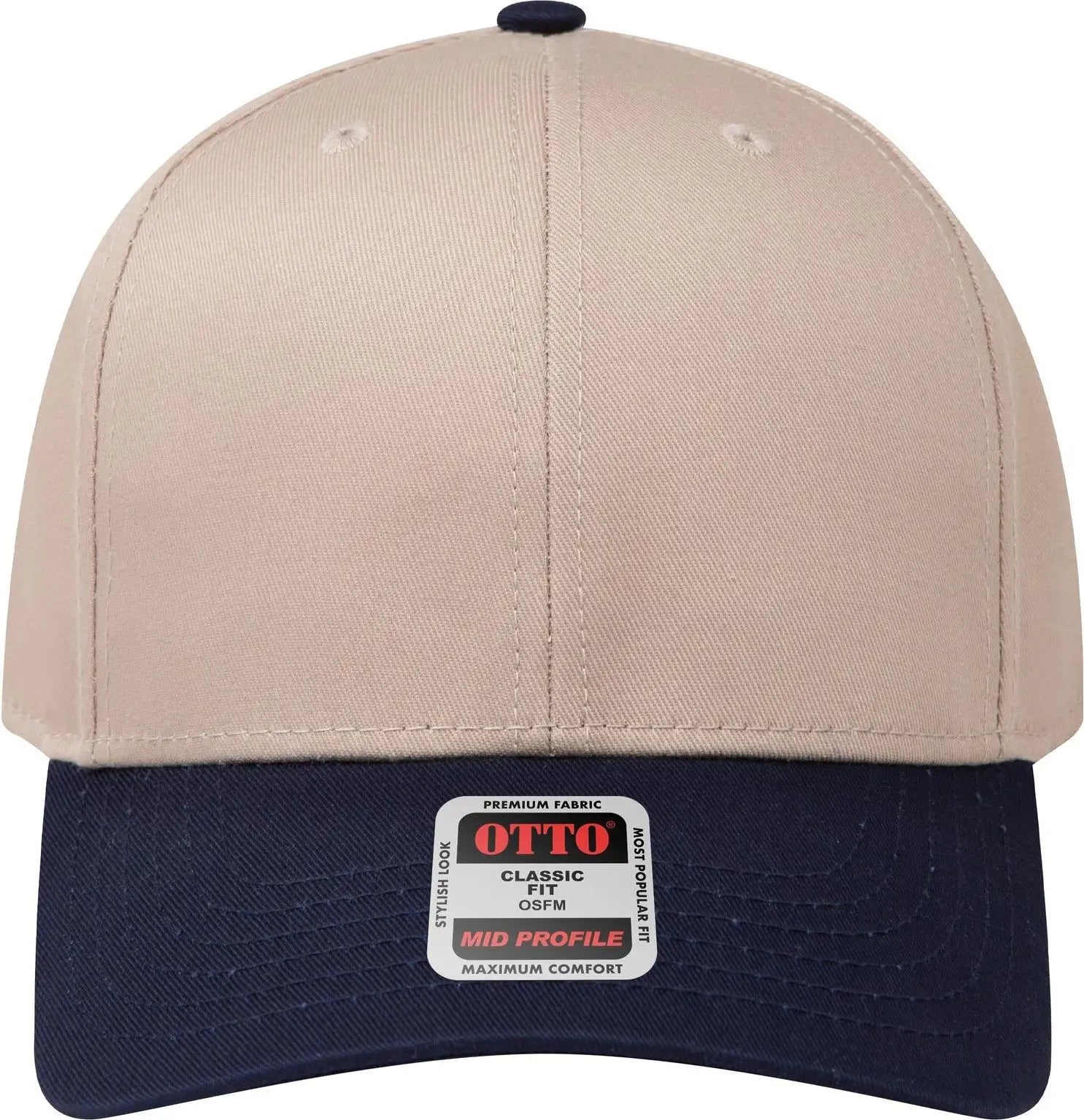 Otto 27-079 6 Panel Mid Profile Baseball Cap - Nvy/kha - 1/2’’ - 7 5/8’’