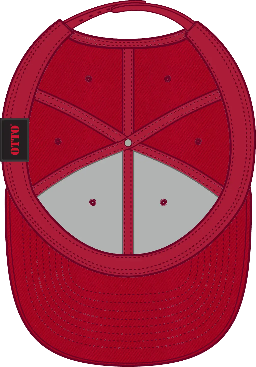 Otto 27-079 6 Panel Mid Profile Baseball Cap - Red - 1/2’’ - 7 5/8’’