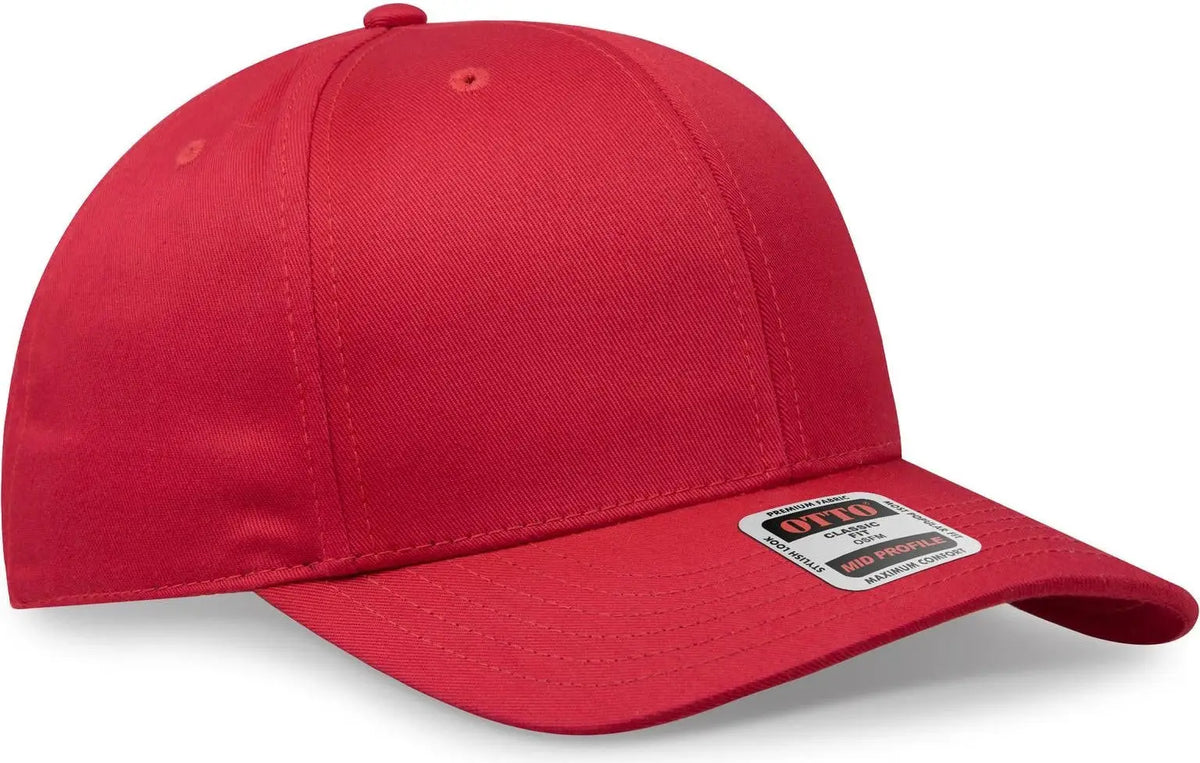 Otto 27-079 6 Panel Mid Profile Baseball Cap - Red - 1/2’’ - 7 5/8’’
