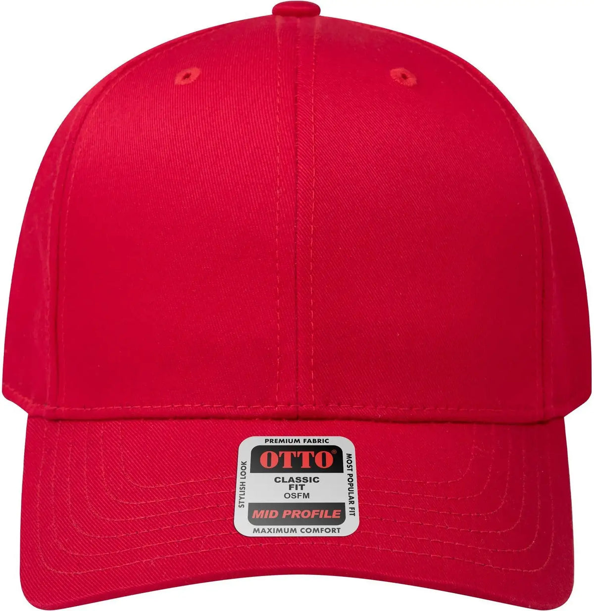 Otto 27-079 6 Panel Mid Profile Baseball Cap - Red - 1/2’’ - 7 5/8’’