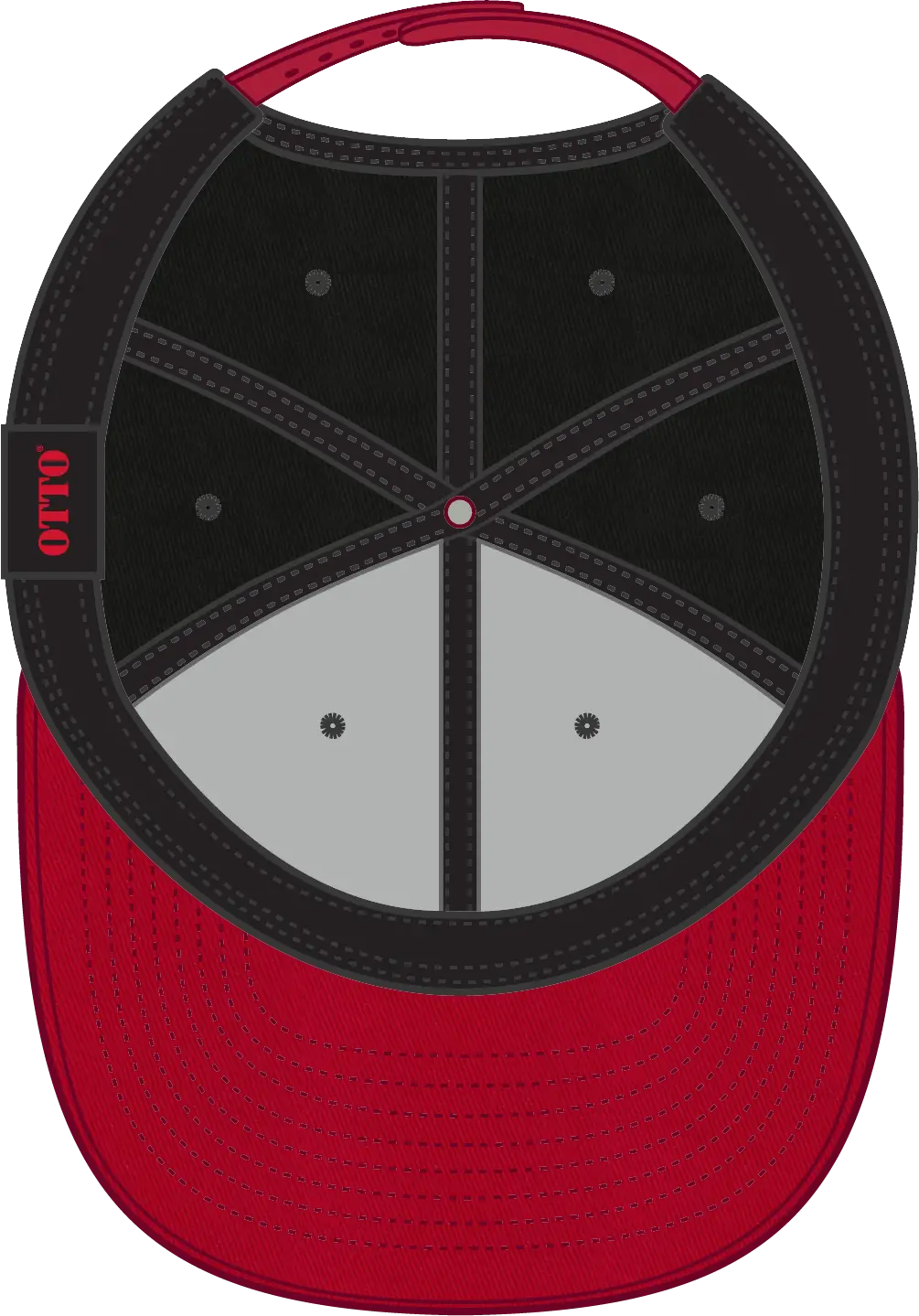 Otto 27-079 6 Panel Mid Profile Baseball Cap - Red/blk - 1/2’’ - 7 5/8’’