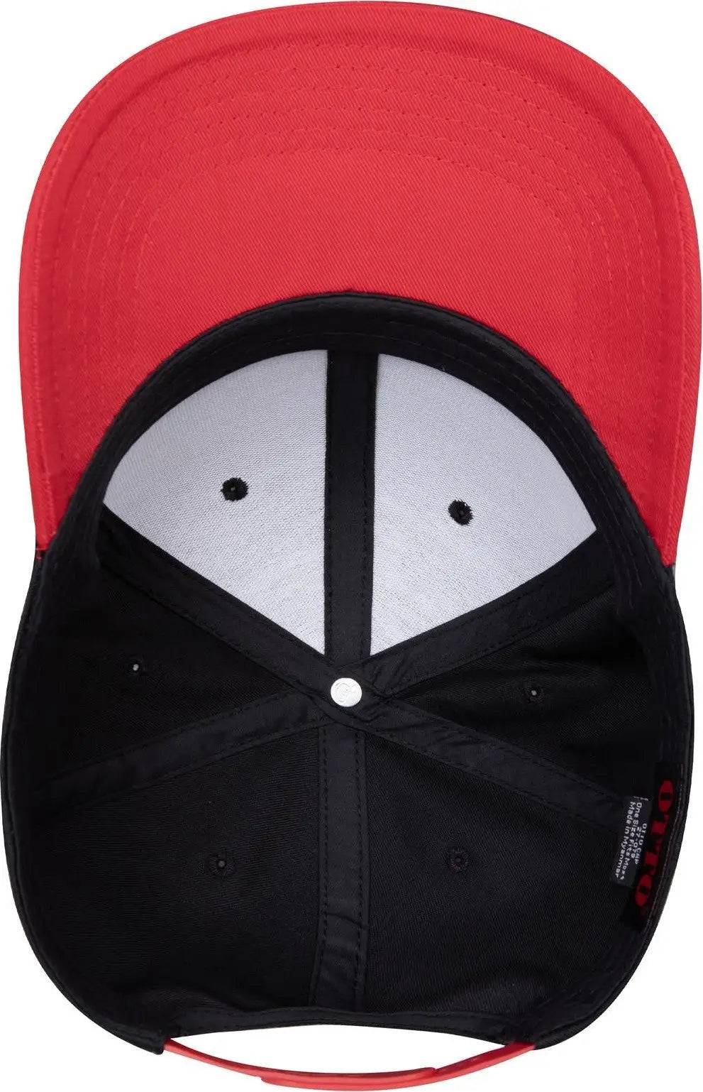 Otto 27-079 6 Panel Mid Profile Baseball Cap - Red/blk - 1/2’’ - 7 5/8’’