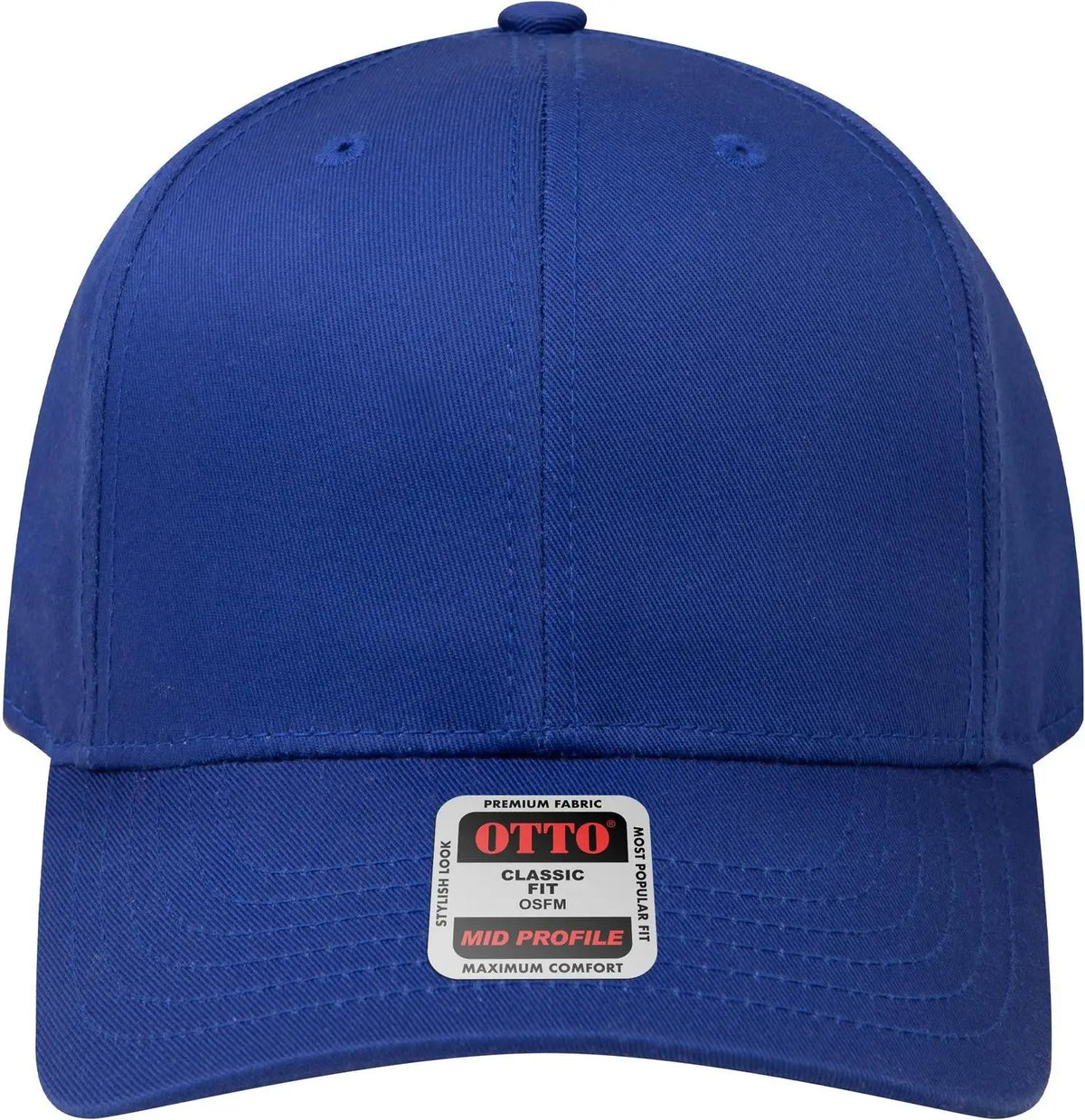 Otto 27-079 6 Panel Mid Profile Baseball Cap - Royal - 1/2’’ - 7 5/8’’