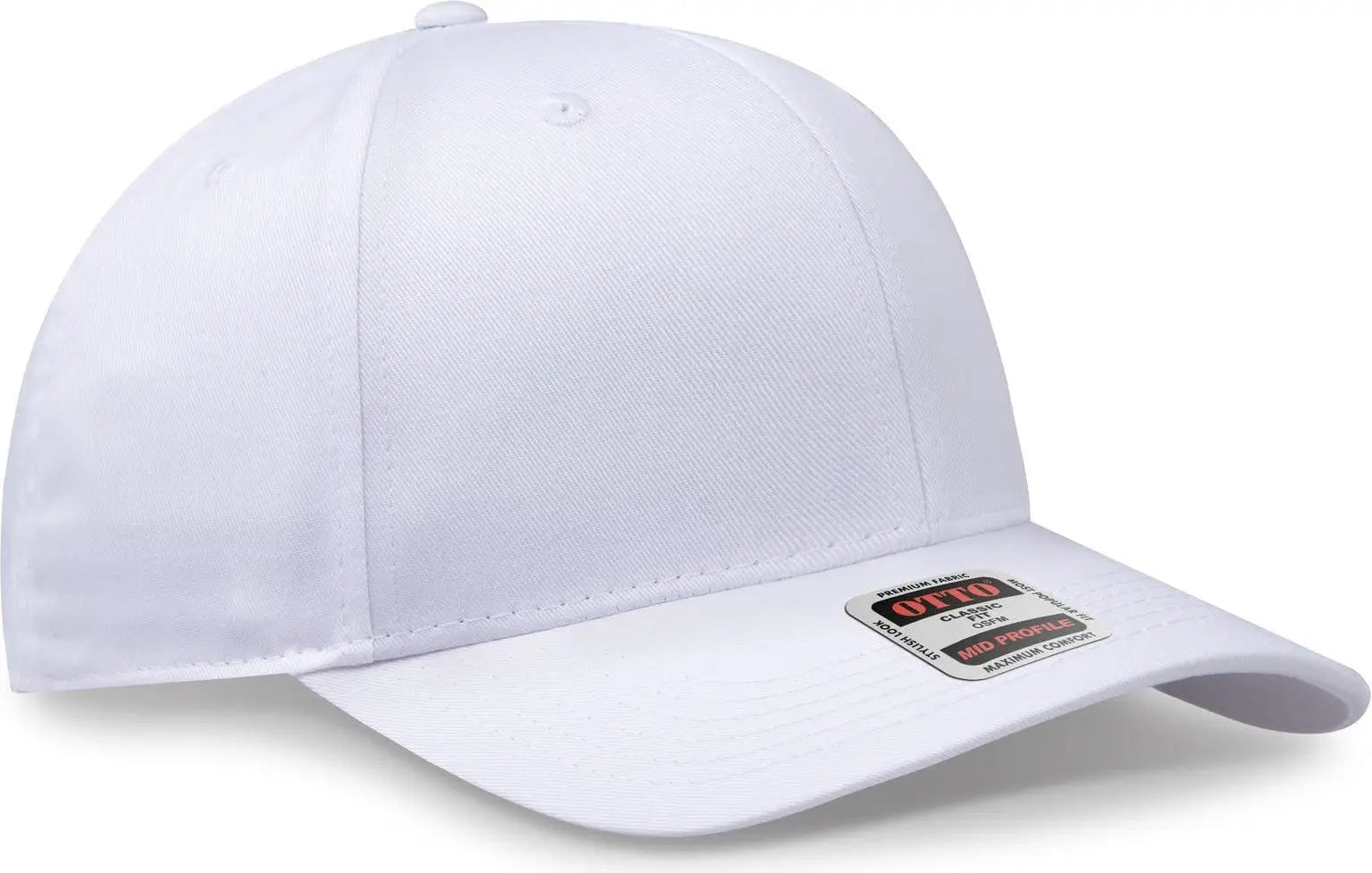 Otto 27-079 6 Panel Mid Profile Baseball Cap - White - 1/2’’ - 7 5/8’’