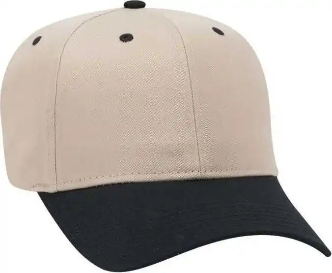 Otto 27-079 Twill 8 Rows Stitching Pro Style Cap - Black Khaki - one Size Fits Most
