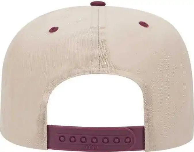 Otto 27-079 Twill 8 Rows Stitching Pro Style Cap - Maroon Khaki - one Size Fits Most