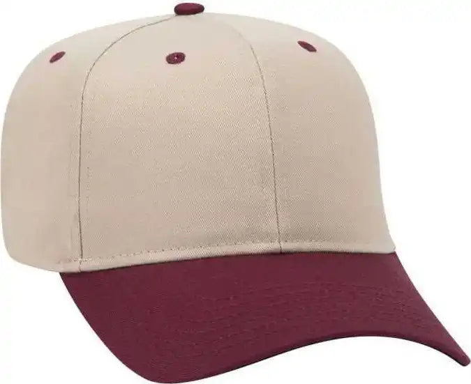 Otto 27-079 Twill 8 Rows Stitching Pro Style Cap - Maroon Khaki - one Size Fits Most