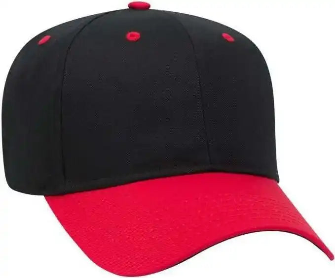 Otto 27-079 Twill 8 Rows Stitching Pro Style Cap - Red Black - one Size Fits Most
