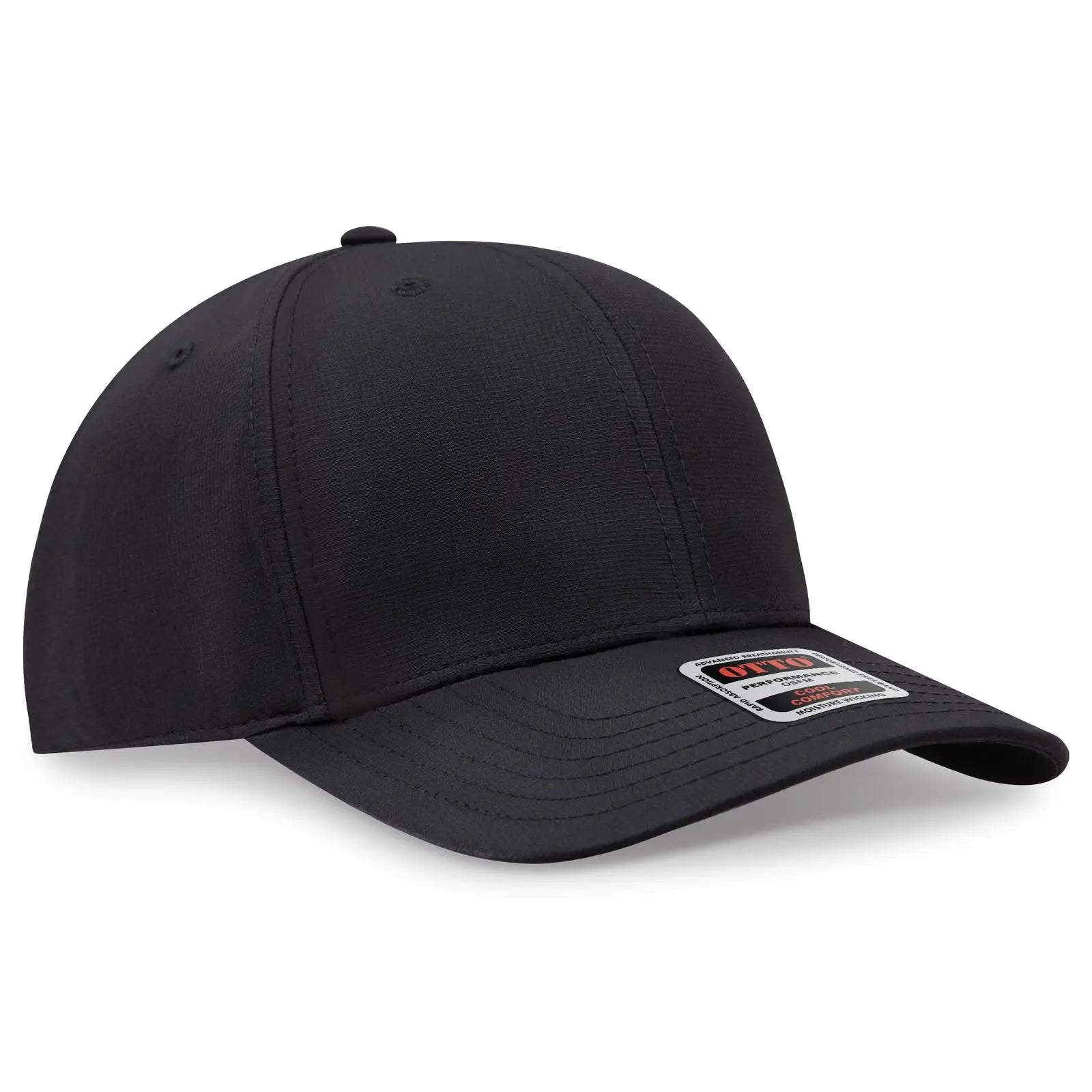 Otto 27-1 6 Panel Mid Profile Baseball Cap - Black - 7 3/8’’ - 5/8’’