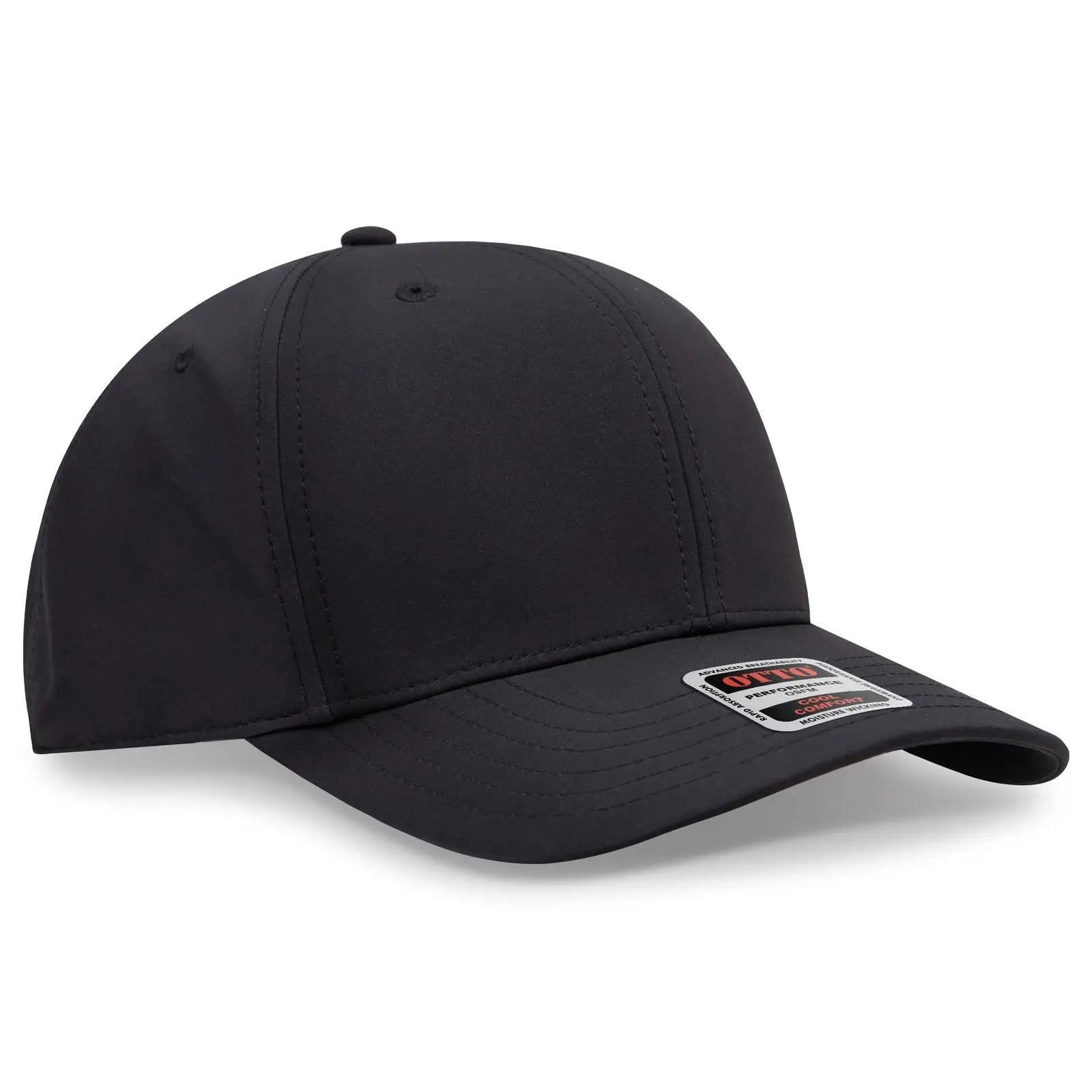 Otto 27-1 6 Panel Mid Profile Baseball Cap - Black - 7 3/8’’ - 5/8’’