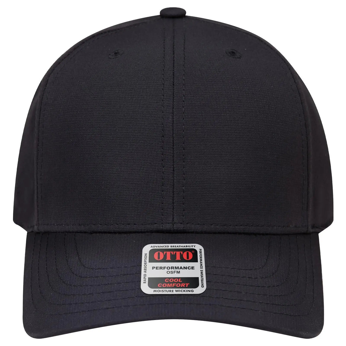 Otto 27-1 6 Panel Mid Profile Baseball Cap - Black - 7 3/8’’ - 5/8’’