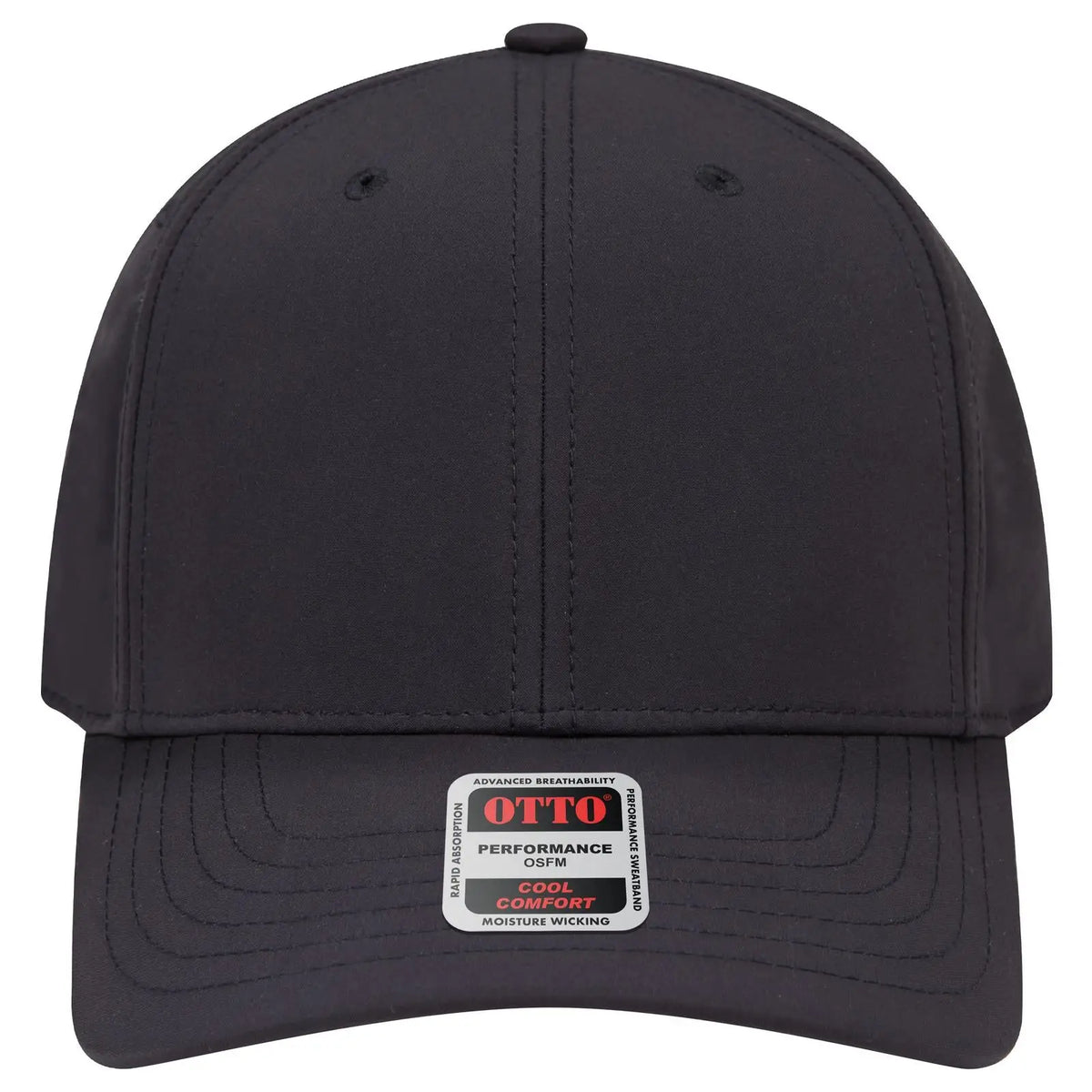 Otto 27-1 6 Panel Mid Profile Baseball Cap - Black - 7 3/8’’ - 5/8’’