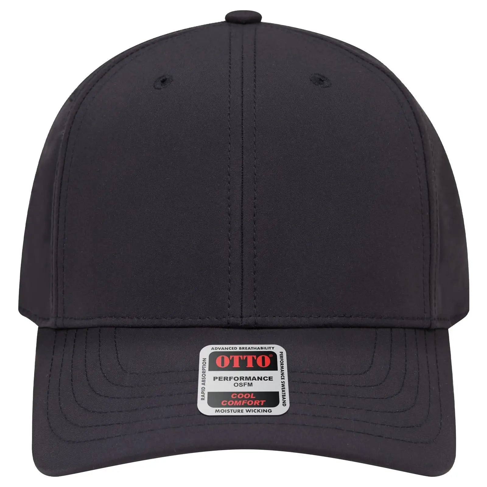 Otto 27-1 6 Panel Mid Profile Baseball Cap - Black - 7 3/8’’ - 5/8’’
