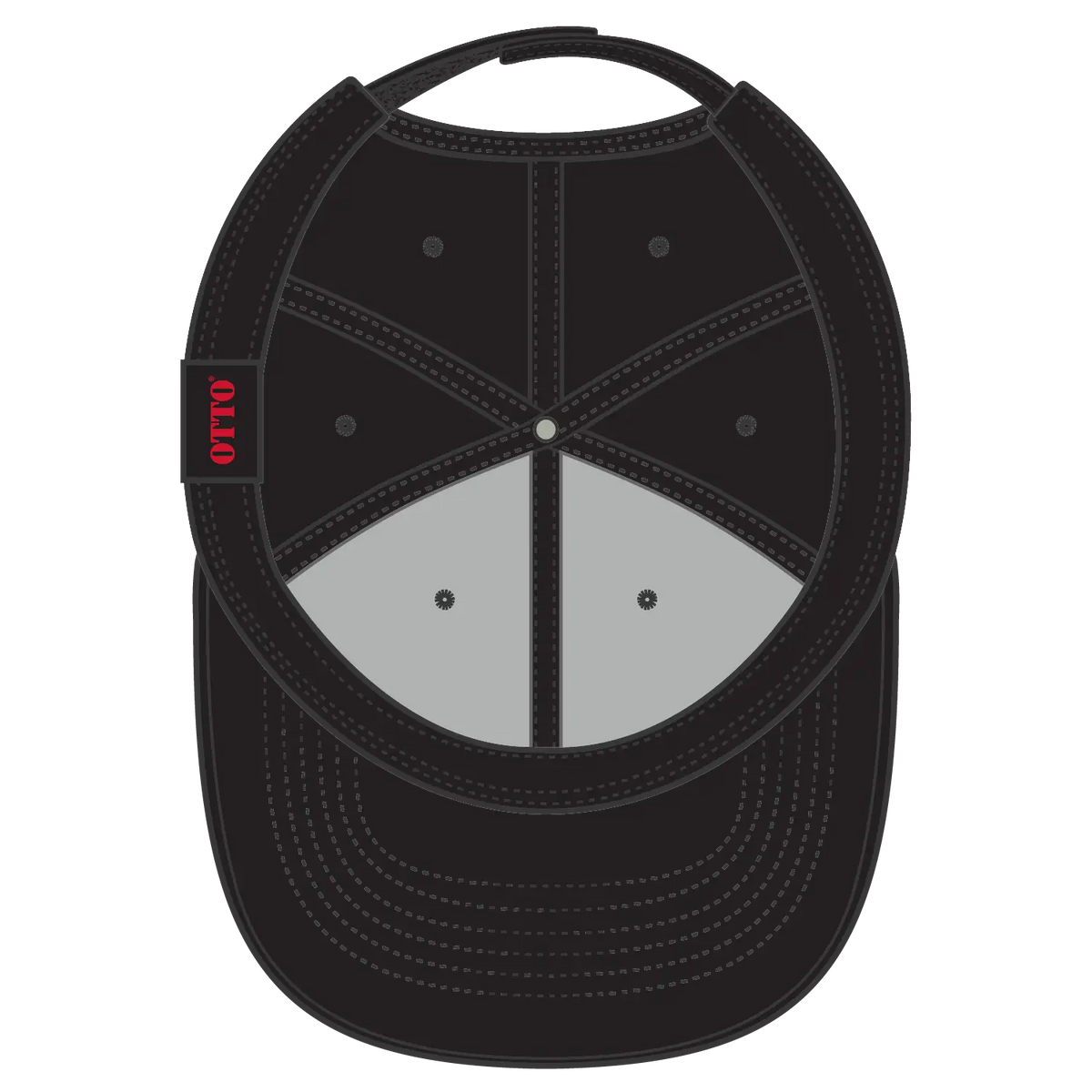 Otto 27-1 6 Panel Mid Profile Baseball Cap - Black - 7 3/8’’ - 5/8’’