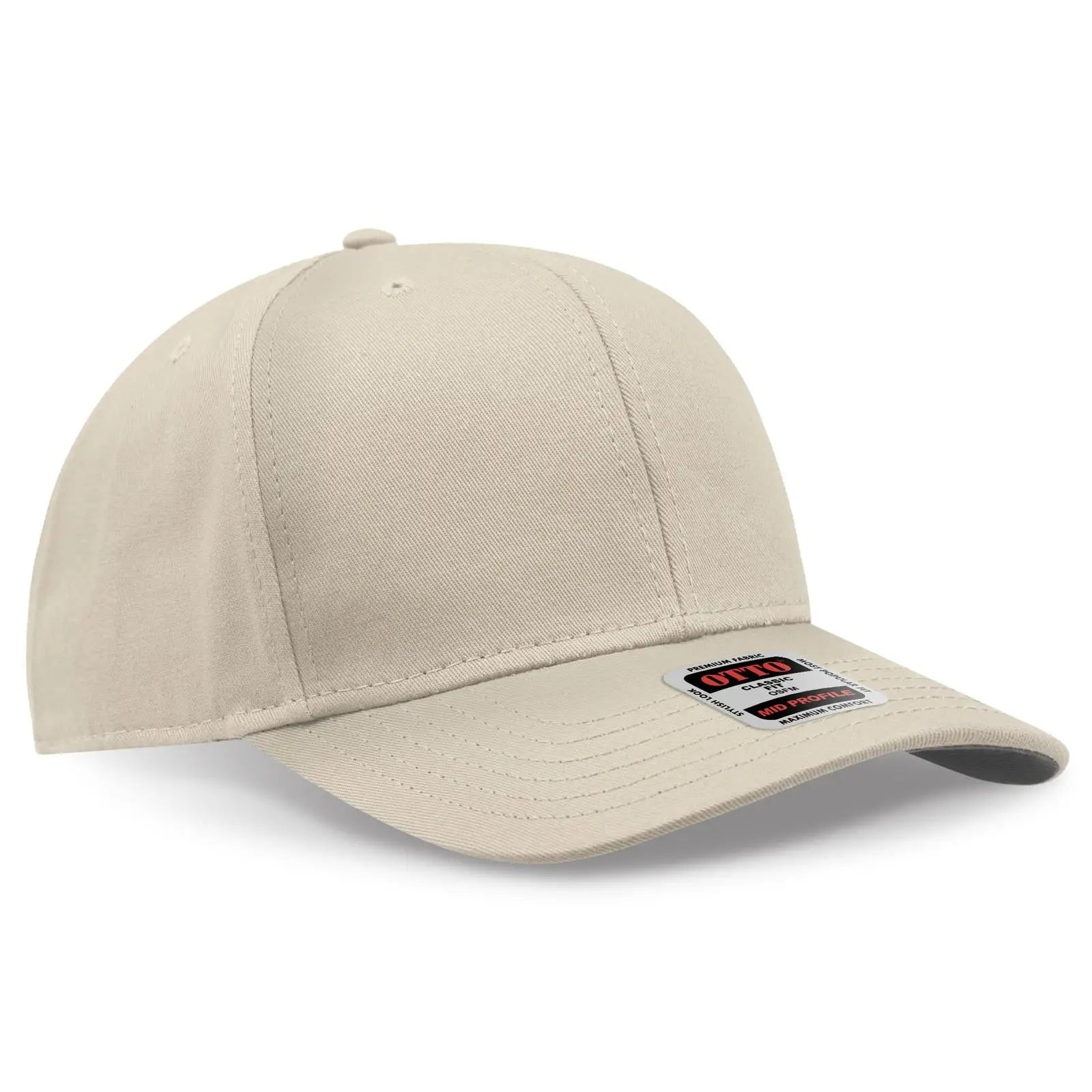 Otto 27-1235 6 Panel Mid Profile Baseball Cap - Khaki - 7 3/8’’ - 5/8’’