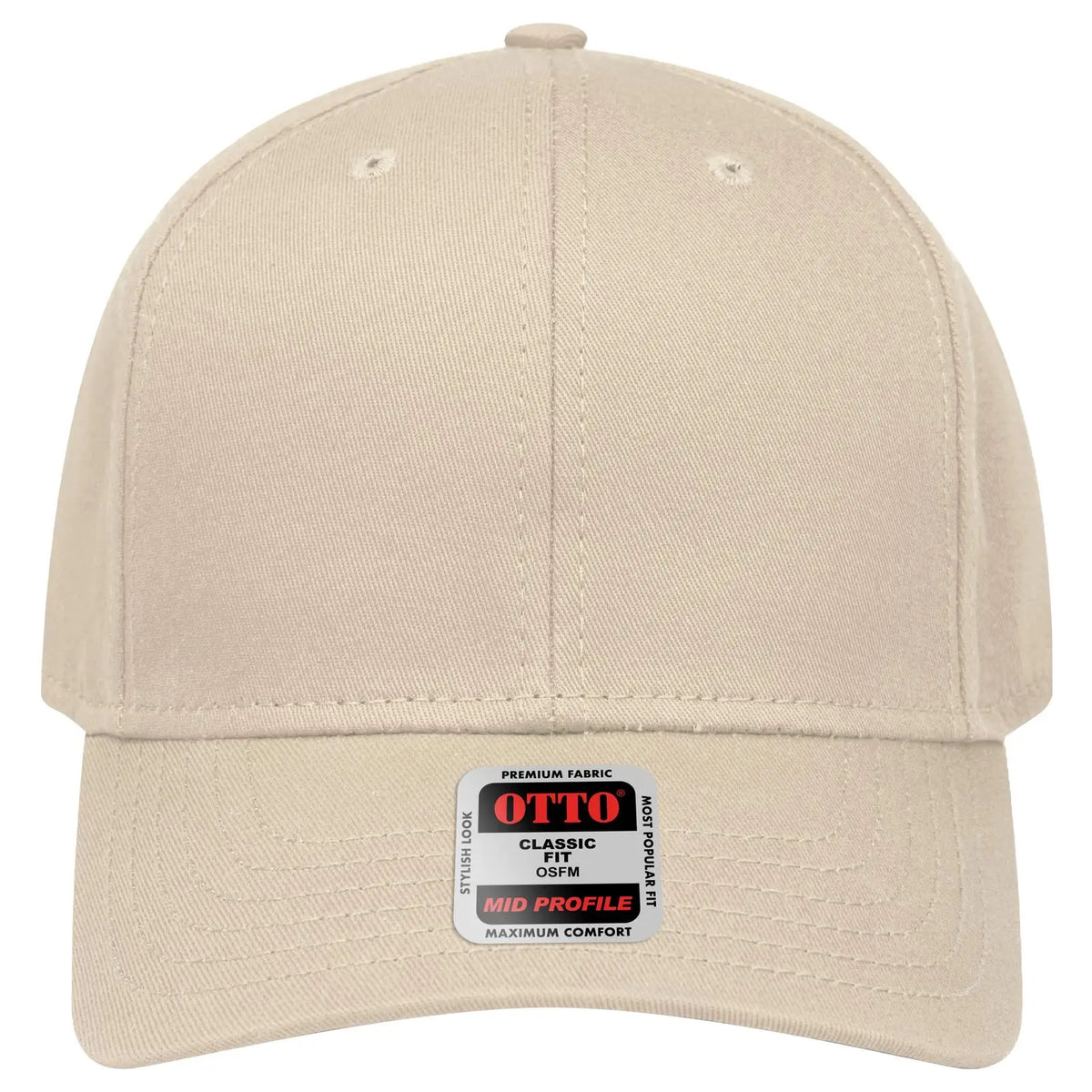 Otto 27-1235 6 Panel Mid Profile Baseball Cap - Khaki - 7 3/8’’ - 5/8’’