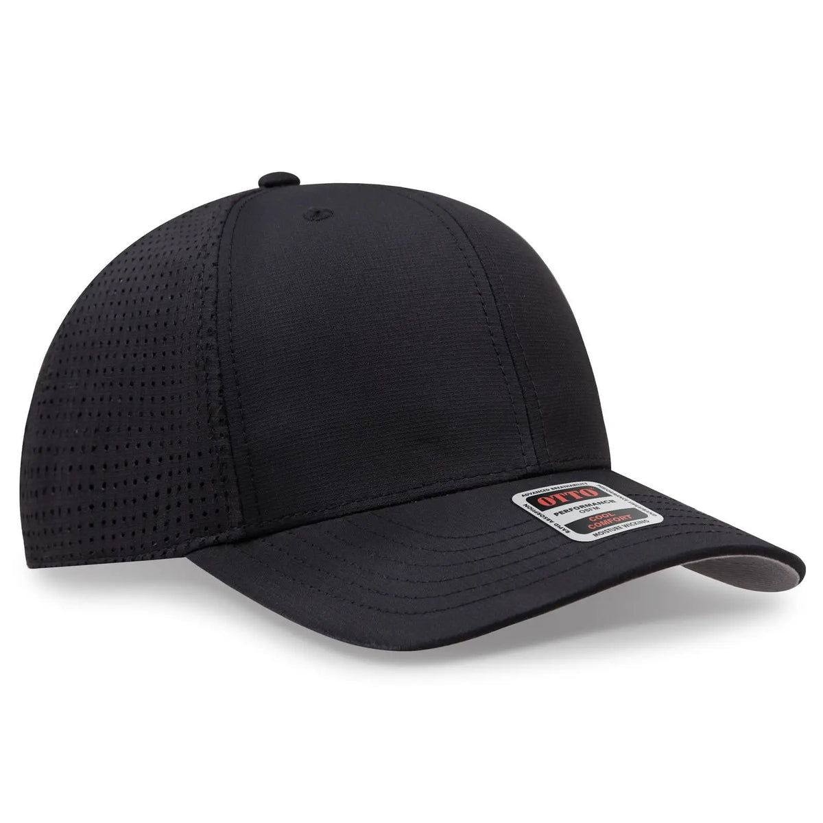 Otto 27-2 6 Panel Mid Profile Baseball Cap - Black - 7 3/8’’ - 5/8’’
