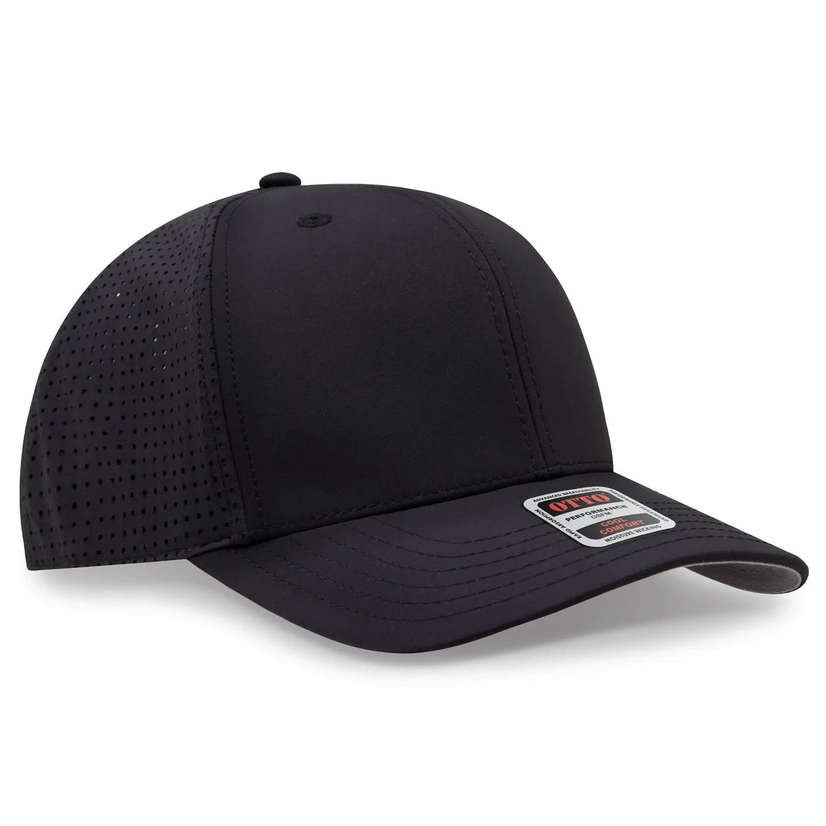 Otto 27-2 6 Panel Mid Profile Baseball Cap - Black - 7 3/8’’ - 5/8’’