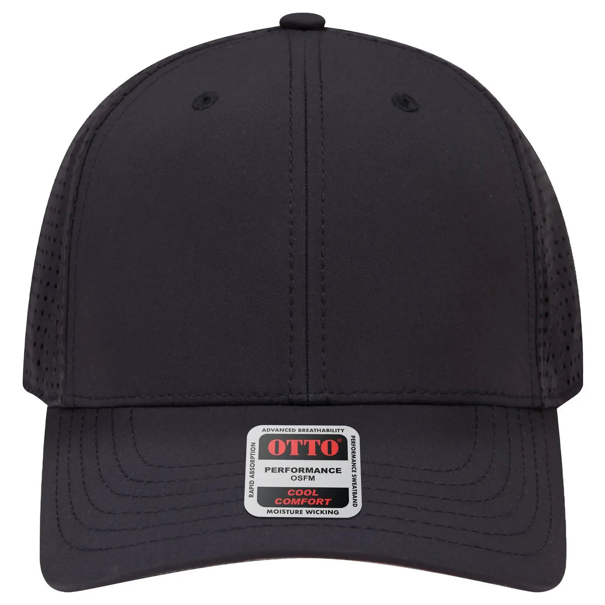 Otto 27-2 6 Panel Mid Profile Baseball Cap - Black - 7 3/8’’ - 5/8’’