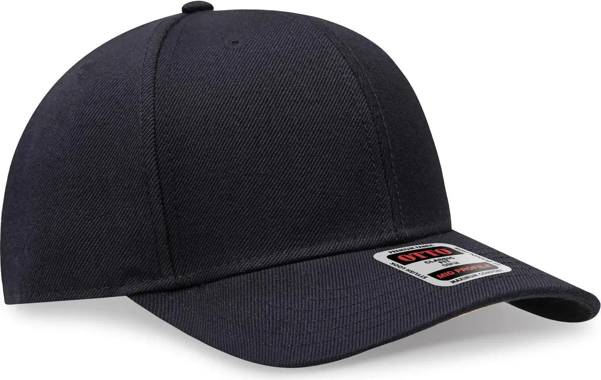 Otto 27-210 6 Panel Mid Profile Baseball Cap - Black - 1/2’’ - 7 5/8’’