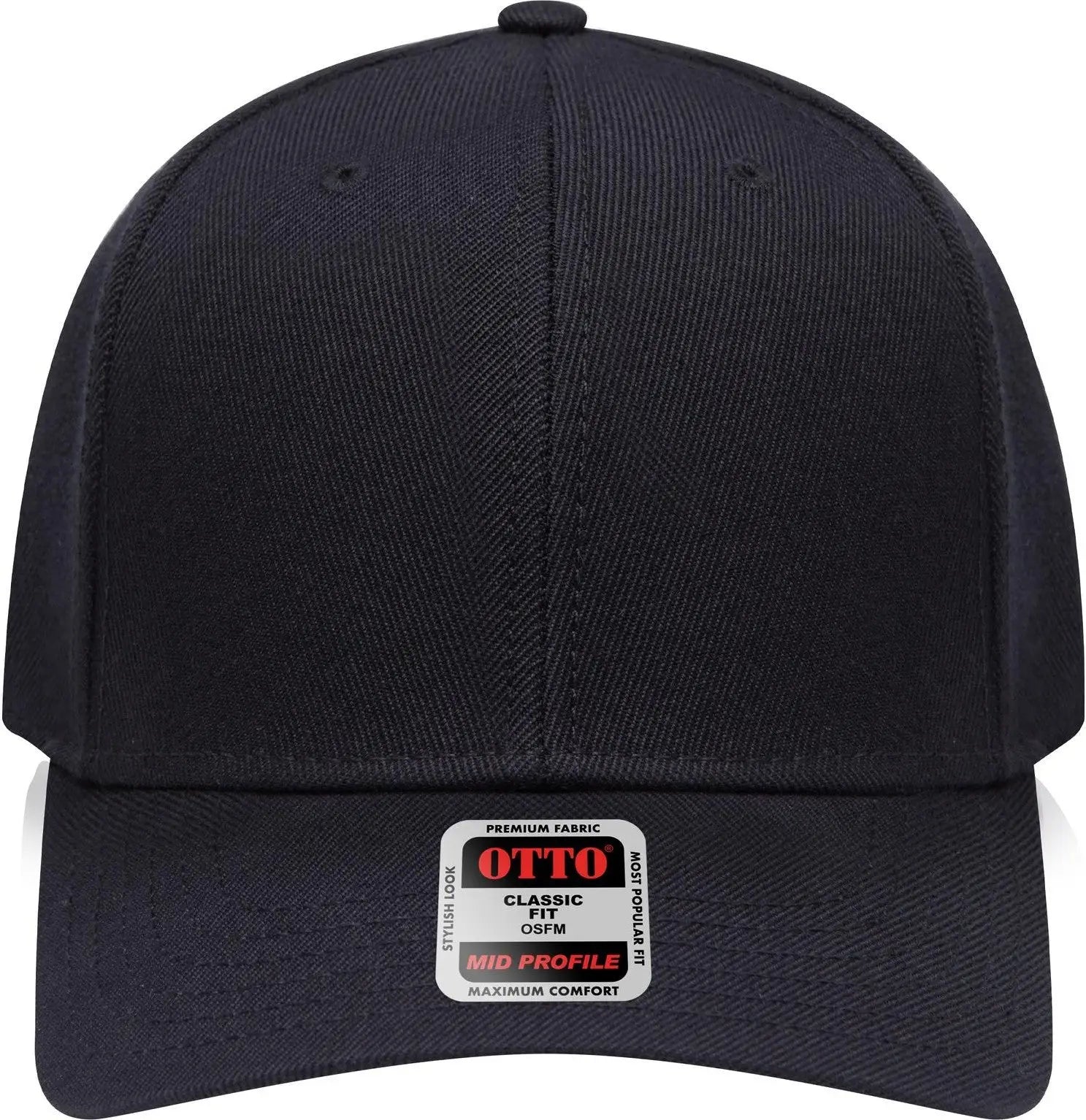 Otto 27-210 6 Panel Mid Profile Baseball Cap - Black - 1/2’’ - 7 5/8’’