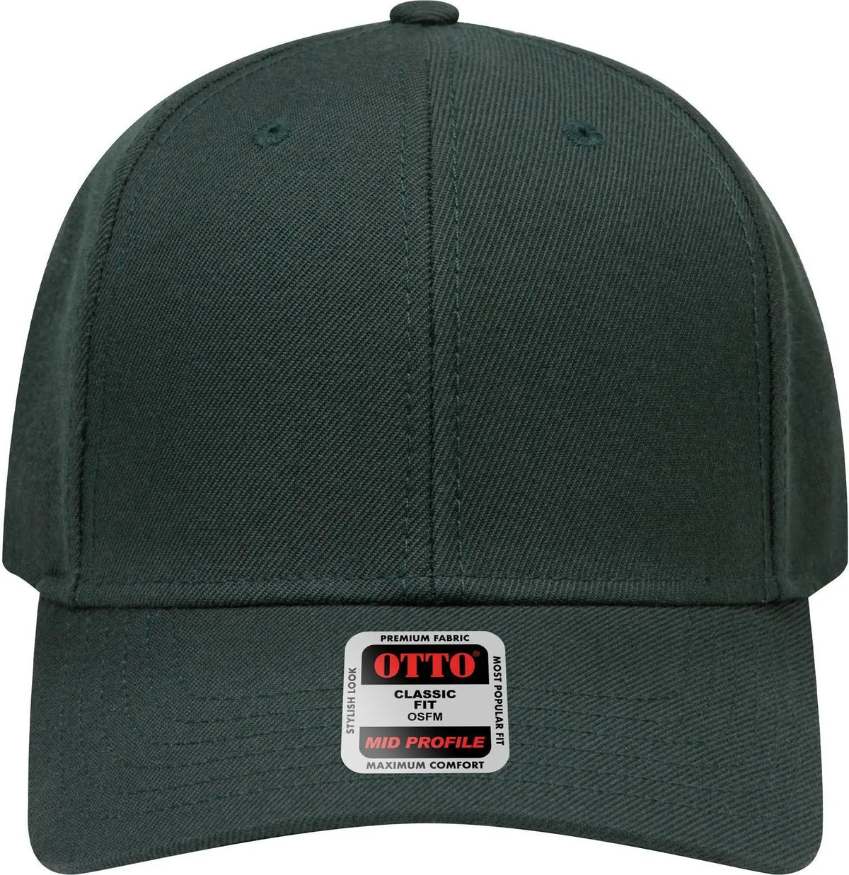 Otto 27-210 6 Panel Mid Profile Baseball Cap - Dk. Green - 1/2’’ - 7 5/8’’