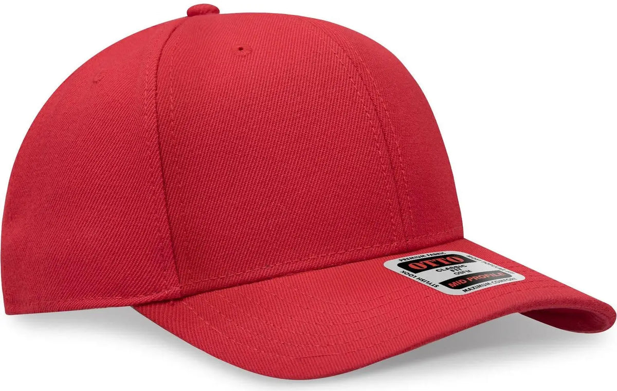Otto 27-210 6 Panel Mid Profile Baseball Cap - Red - 1/2’’ - 7 5/8’’