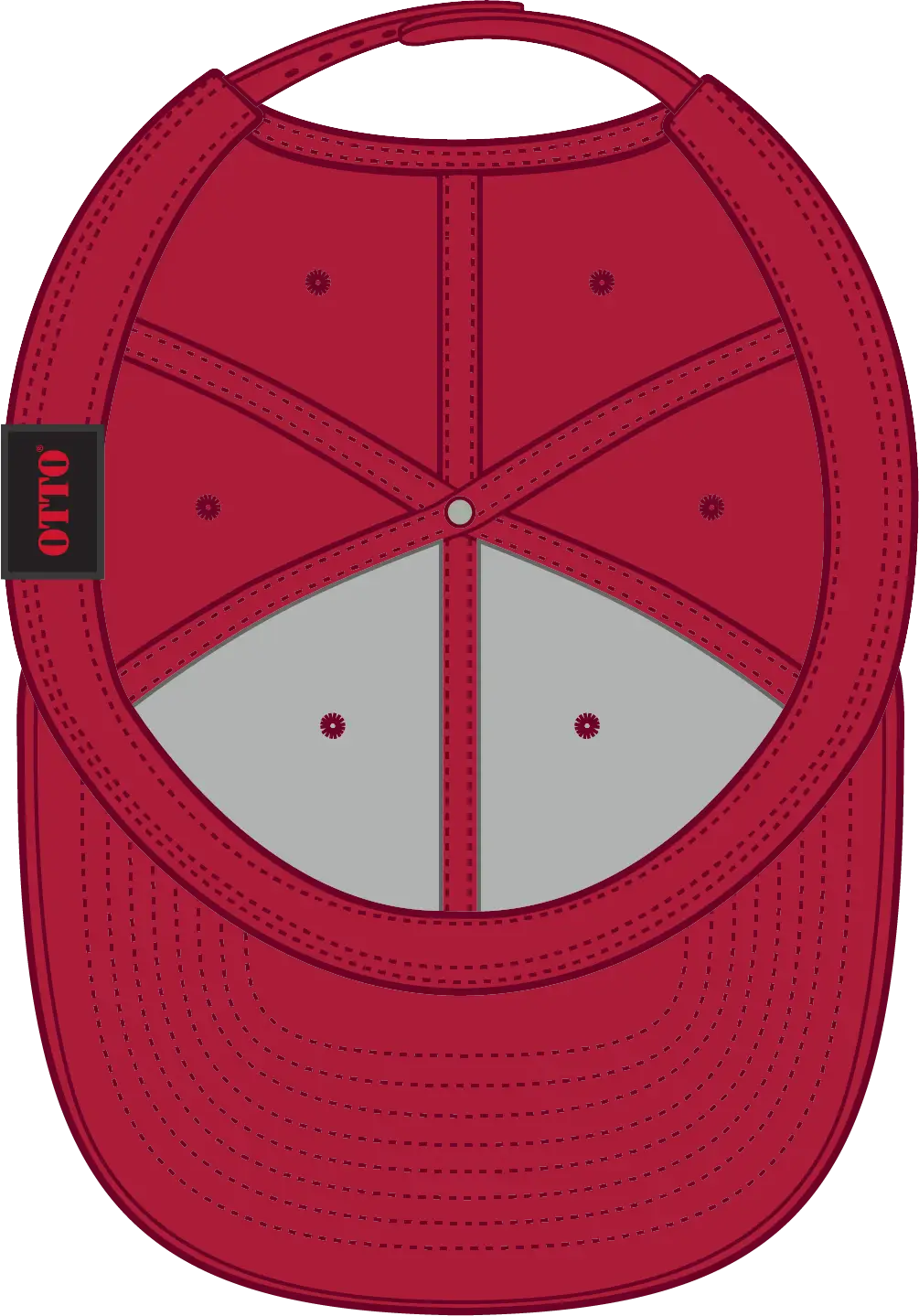 Otto 27-210 6 Panel Mid Profile Baseball Cap - Red - 1/2’’ - 7 5/8’’