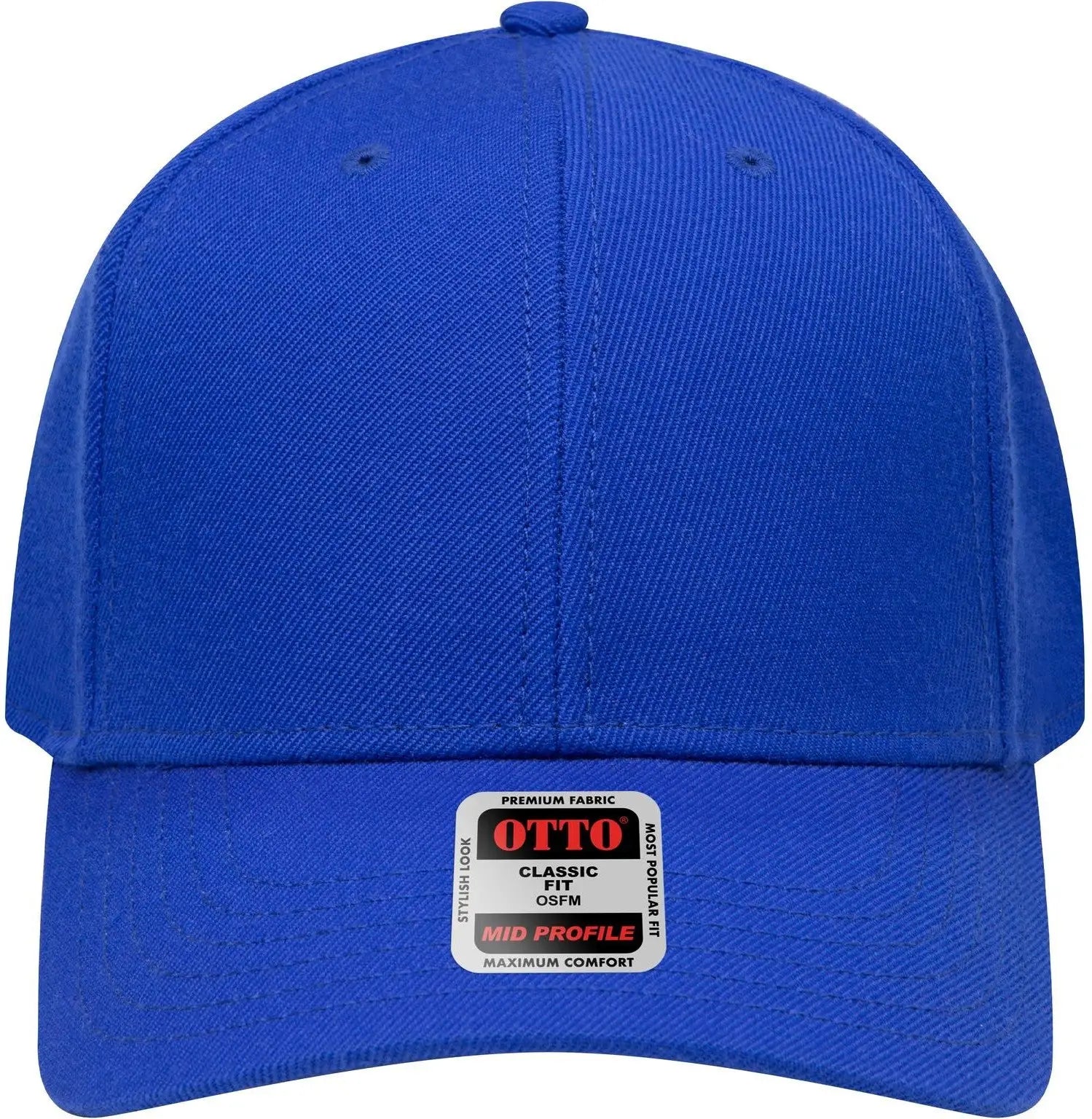 Otto 27-210 6 Panel Mid Profile Baseball Cap - Royal - 1/2’’ - 7 5/8’’