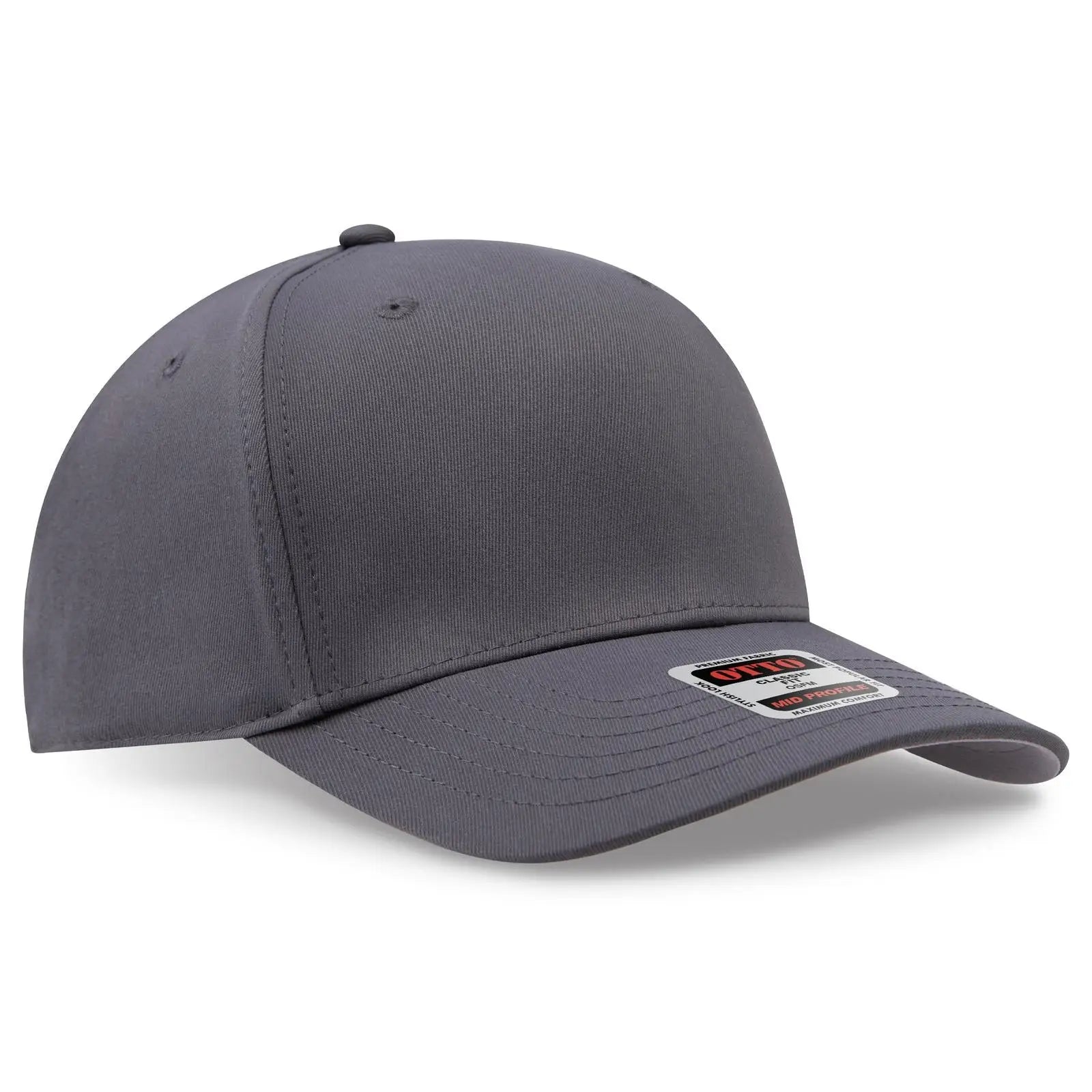Otto 270-1 Seamless 6 Panel Mid Profile Baseball Cap - Char. Gray - 7 3/8’’ - 5/8’’