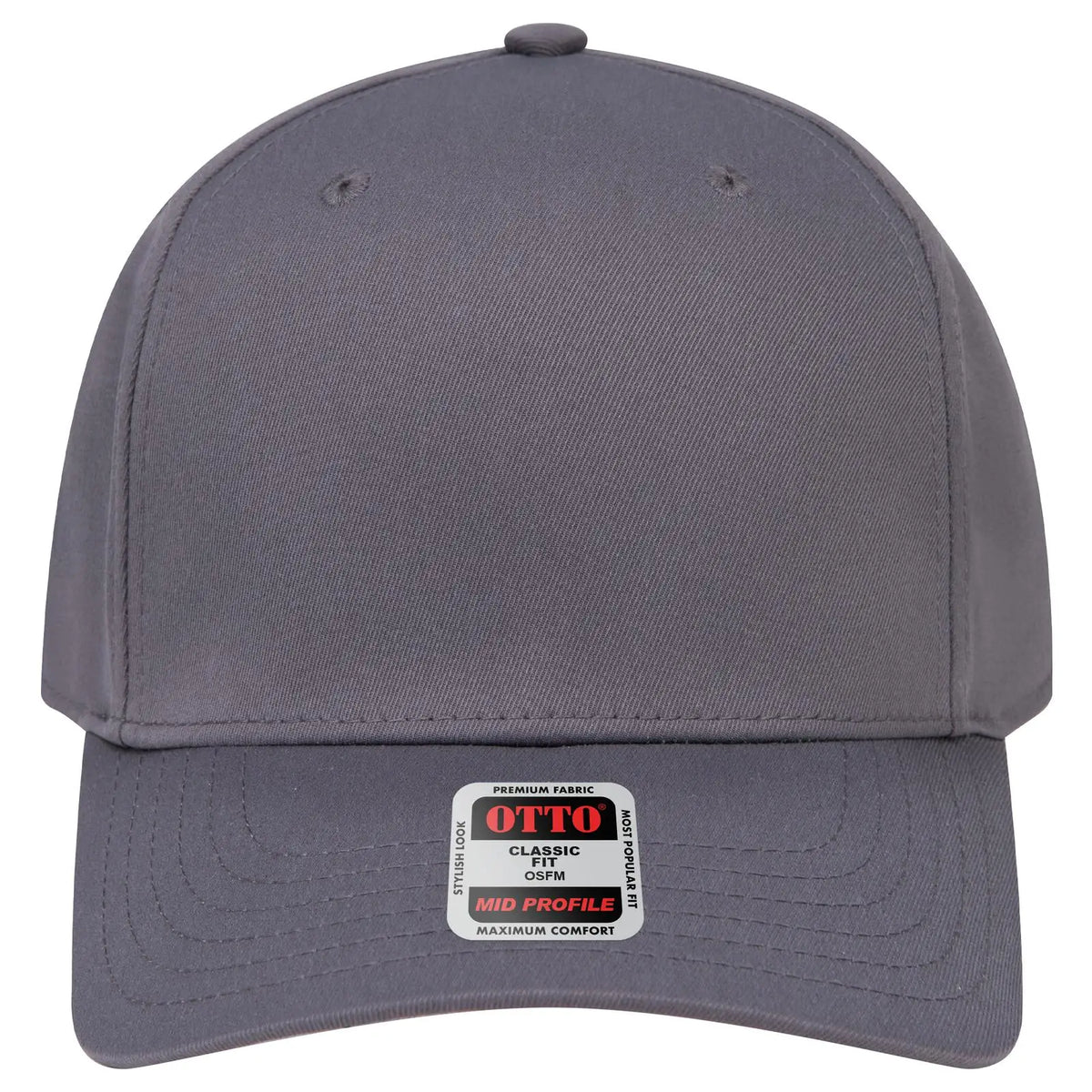 Otto 270-1 Seamless 6 Panel Mid Profile Baseball Cap - Char. Gray - 7 3/8’’ - 5/8’’