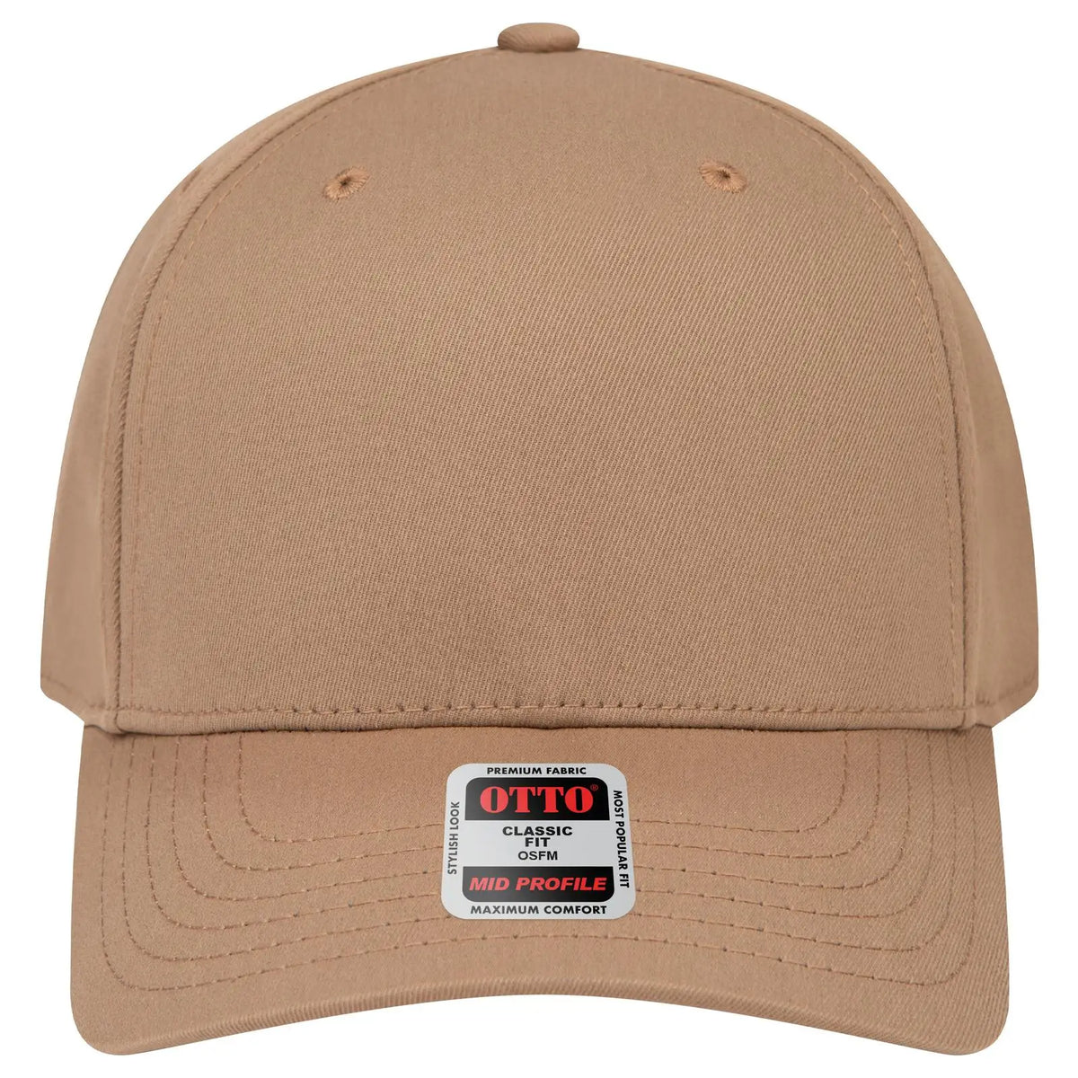 Otto 270-1 Seamless 6 Panel Mid Profile Baseball Cap - Coyote Brown - 7 3/8’’ - 5/8’’