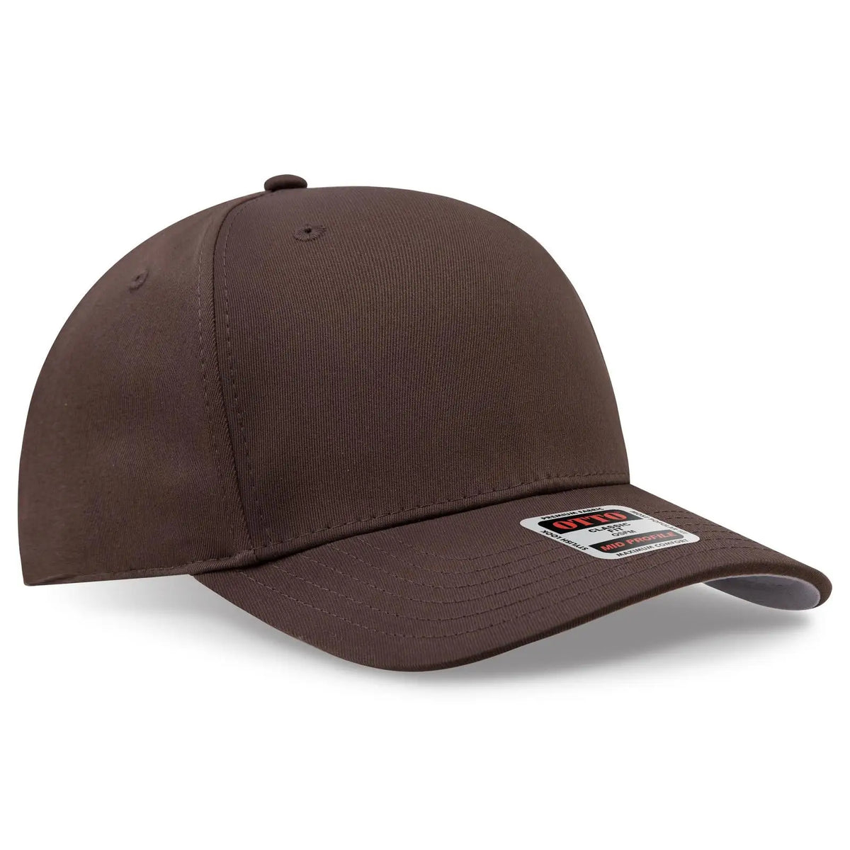 Otto 270-1 Seamless 6 Panel Mid Profile Baseball Cap - Dk. Brown - 7 3/8’’ - 5/8’’
