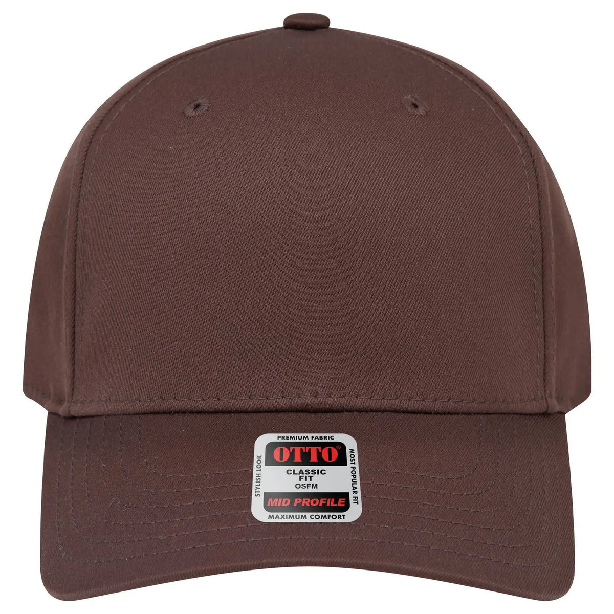 Otto 270-1 Seamless 6 Panel Mid Profile Baseball Cap - Dk. Brown - 7 3/8’’ - 5/8’’