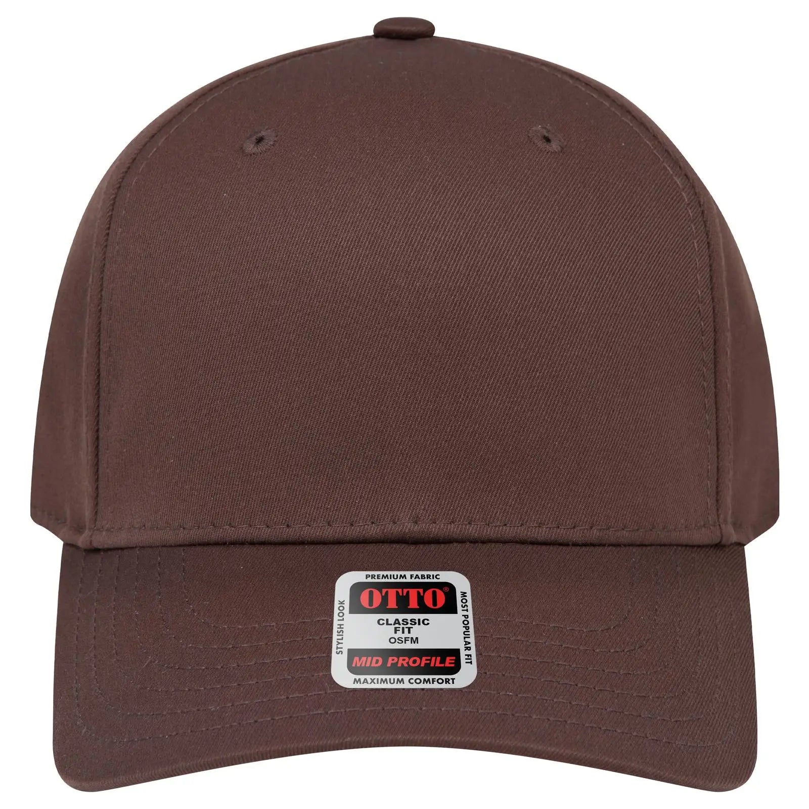 Otto 270-1 Seamless 6 Panel Mid Profile Baseball Cap - Dk. Brown