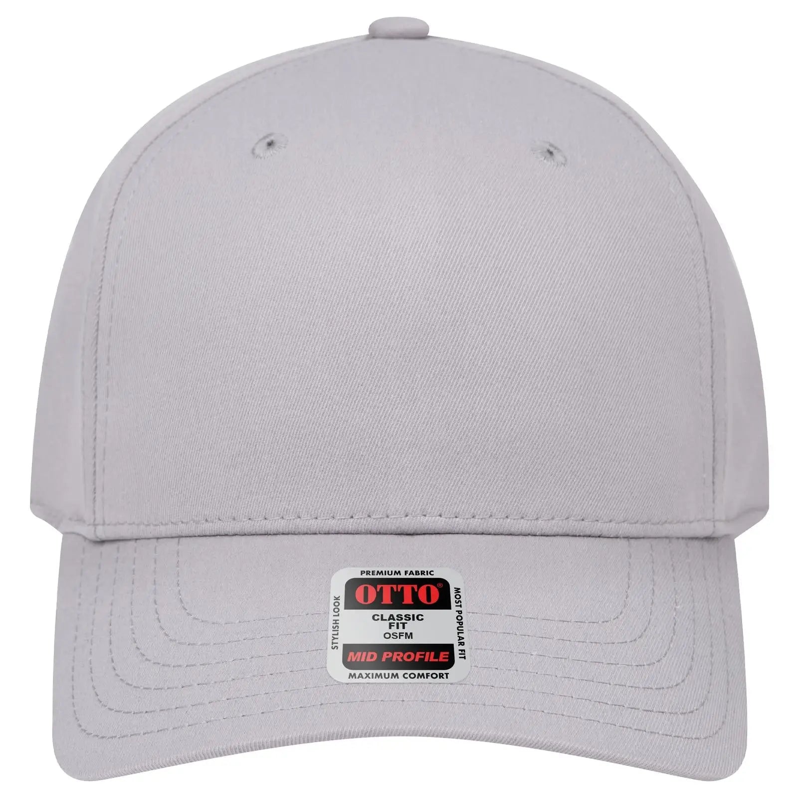 Otto 270-1 Seamless 6 Panel Mid Profile Baseball Cap - Gray - 7 3/8’’ - 5/8’’