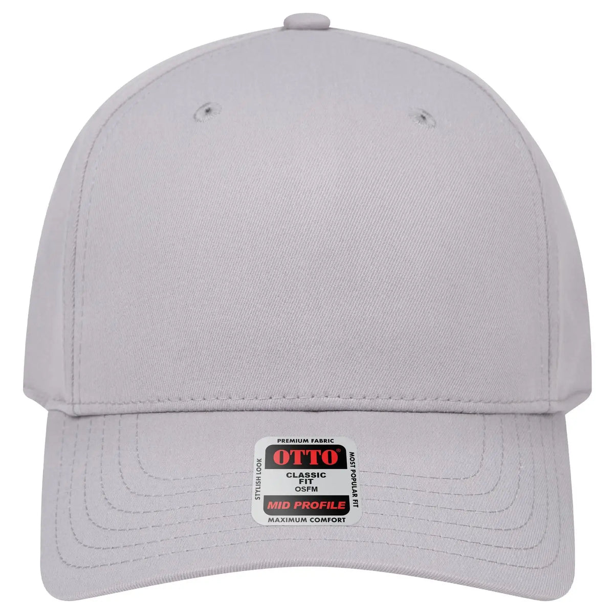 Otto 270-1 Seamless 6 Panel Mid Profile Baseball Cap - Gray