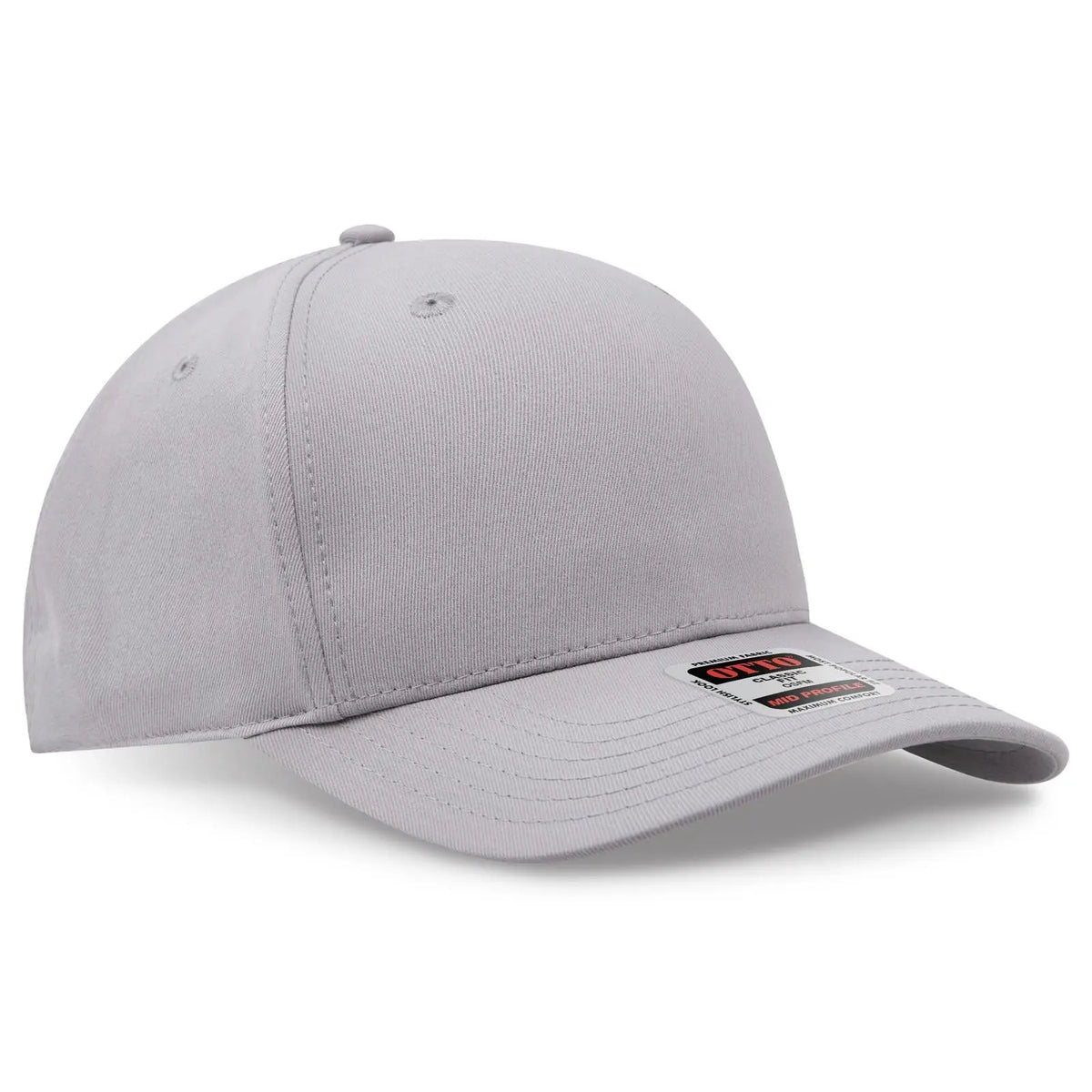 Otto 270-1 Seamless 6 Panel Mid Profile Baseball Cap - Gray