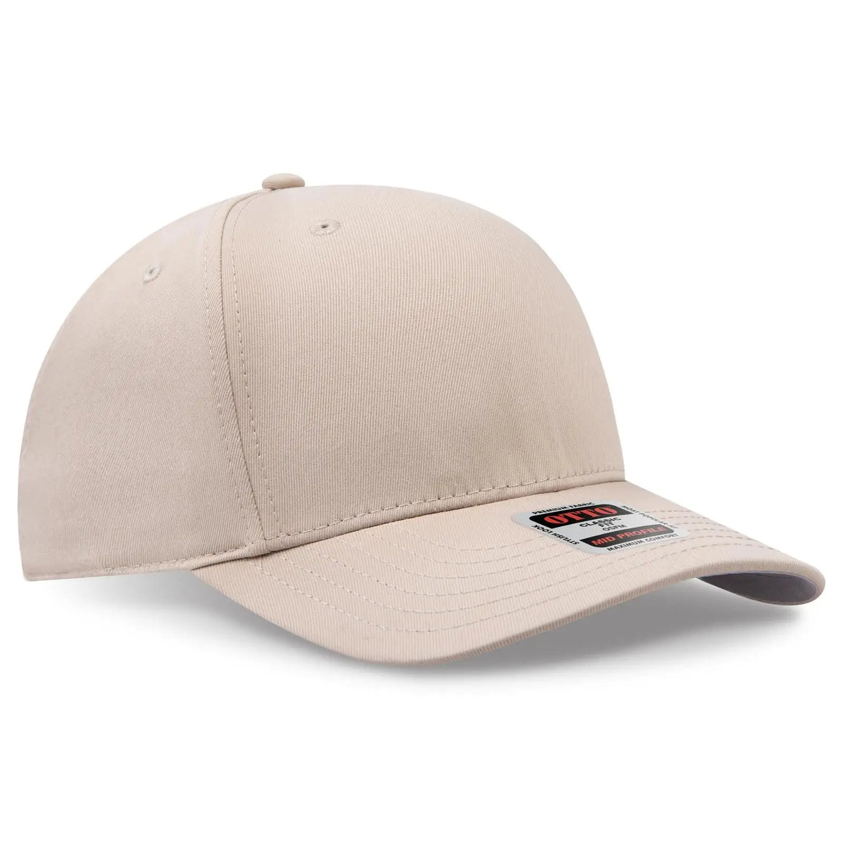 Otto 270-1 Seamless 6 Panel Mid Profile Baseball Cap - Khaki - 7 3/8’’ - 5/8’’
