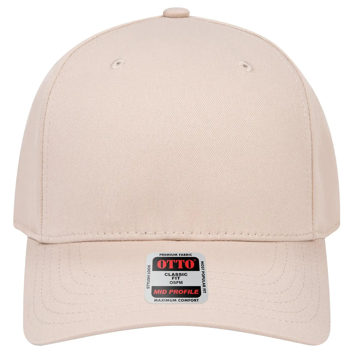 Otto 270-1 Seamless 6 Panel Mid Profile Baseball Cap - Khaki - 7 3/8’’ - 5/8’’