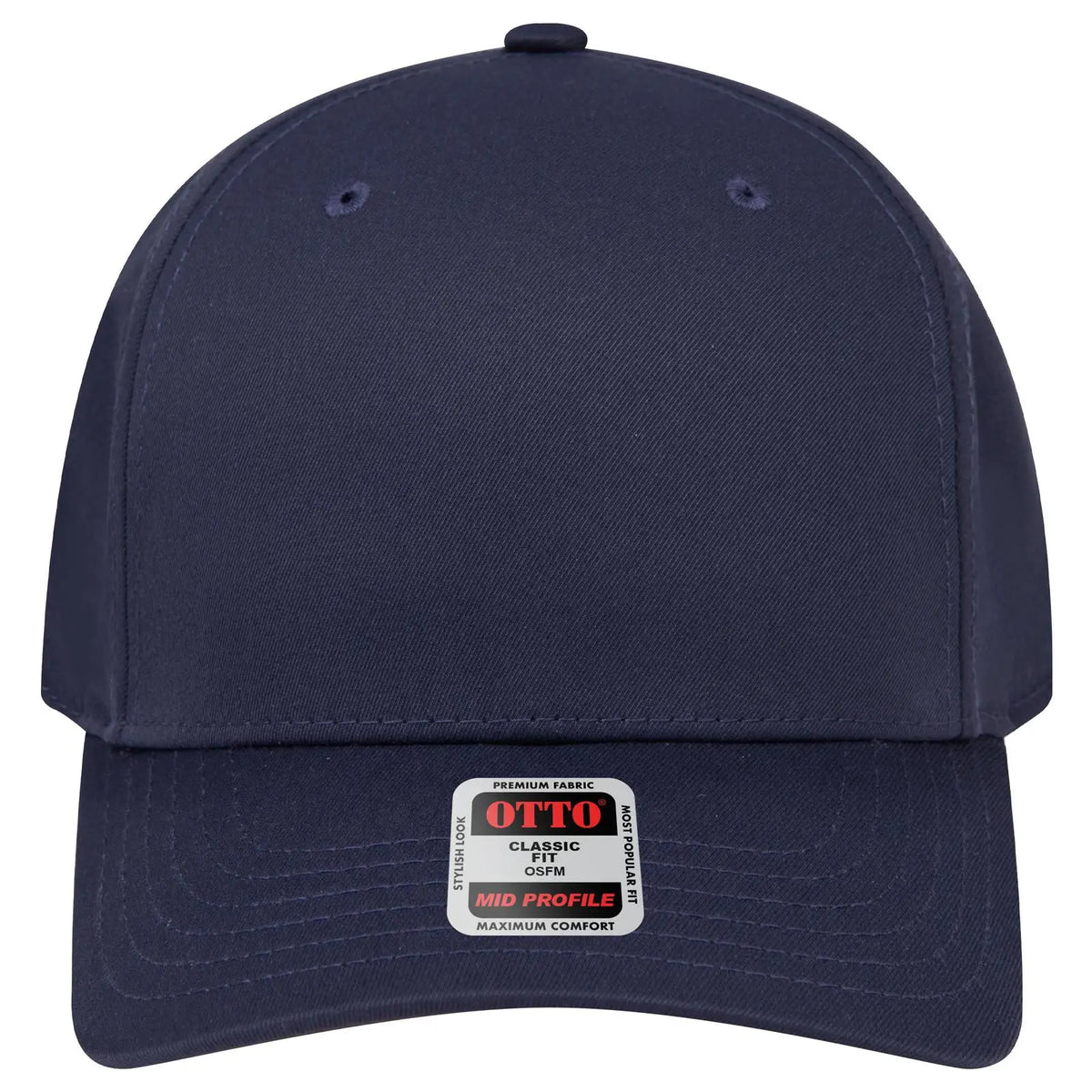 Otto 270-1 Seamless 6 Panel Mid Profile Baseball Cap - Navy - 7 3/8’’ - 5/8’’