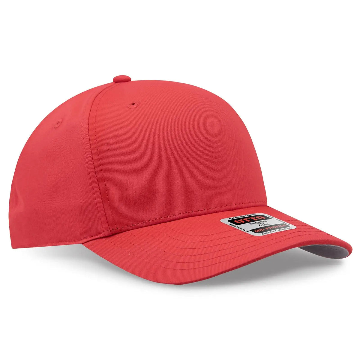 Otto 270-1 Seamless 6 Panel Mid Profile Baseball Cap - Red - 7 3/8’’ - 5/8’’