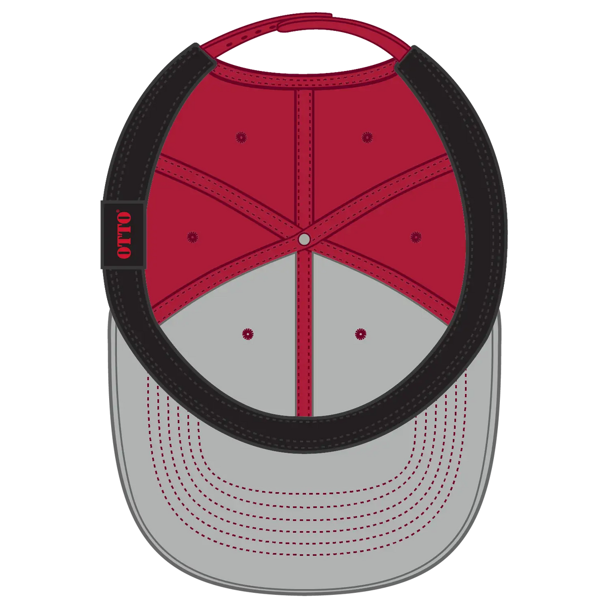 Otto 270-1 Seamless 6 Panel Mid Profile Baseball Cap - Red - 7 3/8’’ - 5/8’’
