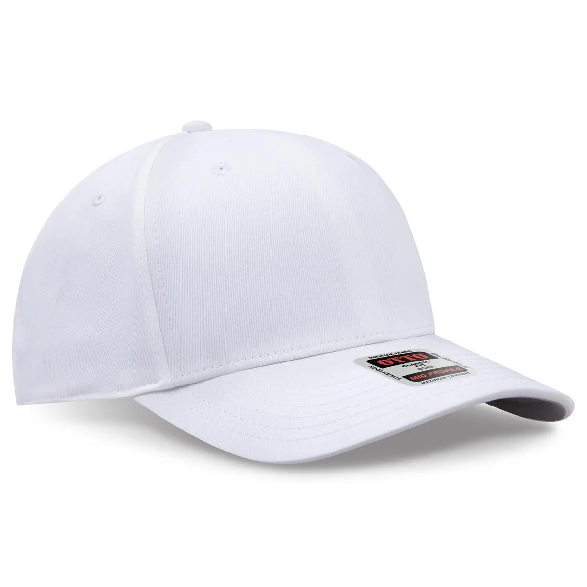 Otto 270-1 Seamless 6 Panel Mid Profile Baseball Cap - White - 7 3/8’’ - 5/8’’