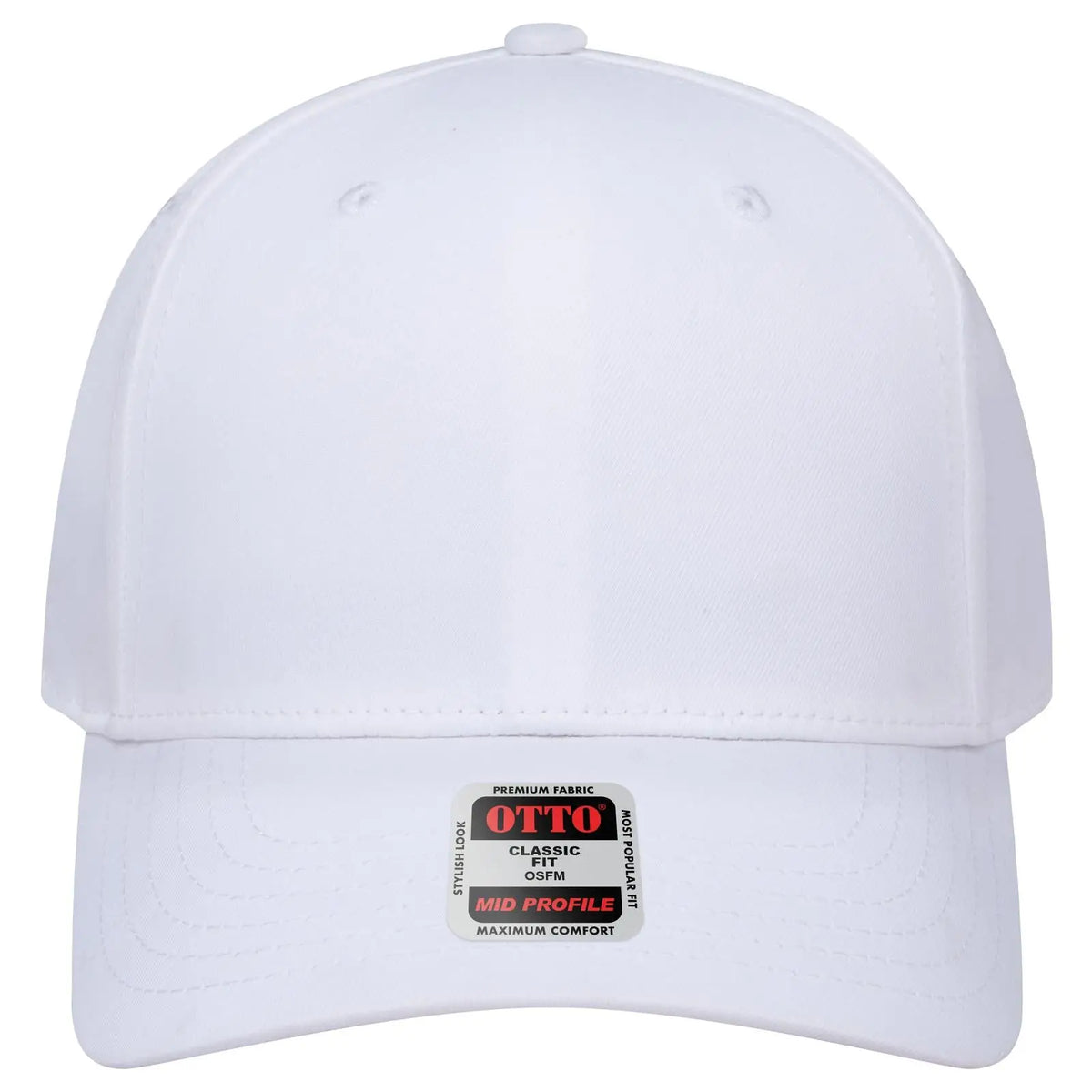 Otto 270-1 Seamless 6 Panel Mid Profile Baseball Cap - White - 7 3/8’’ - 5/8’’
