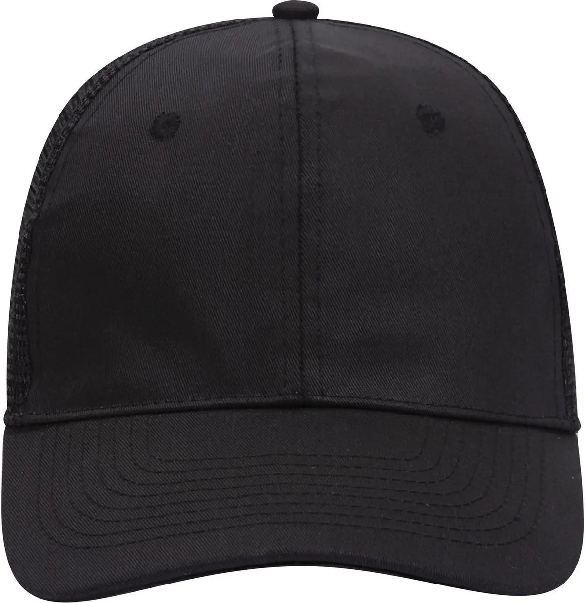 Otto 30-1103 6 Panel Mid Profile Mesh Back Trucker Cap - Black - 1/2’’ - 7 5/8’’