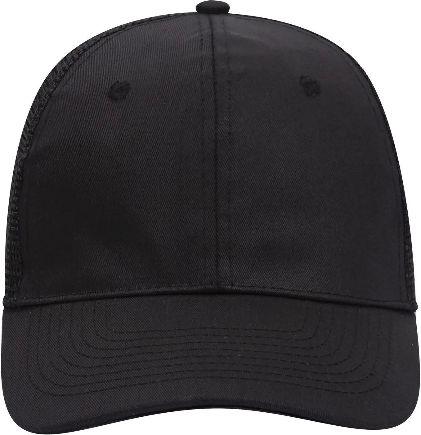 Otto 30-1103 6 Panel Mid Profile Mesh Back Trucker Cap - Black - 1/2’’ - 7 5/8’’