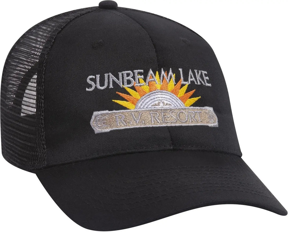 Otto 30-1103 6 Panel Mid Profile Mesh Back Trucker Cap - Black - 1/2’’ - 7 5/8’’