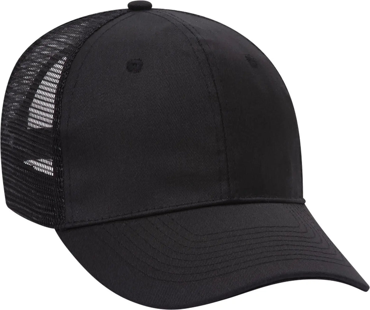 Otto 30-1103 6 Panel Mid Profile Mesh Back Trucker Cap - Black - 1/2’’ - 7 5/8’’